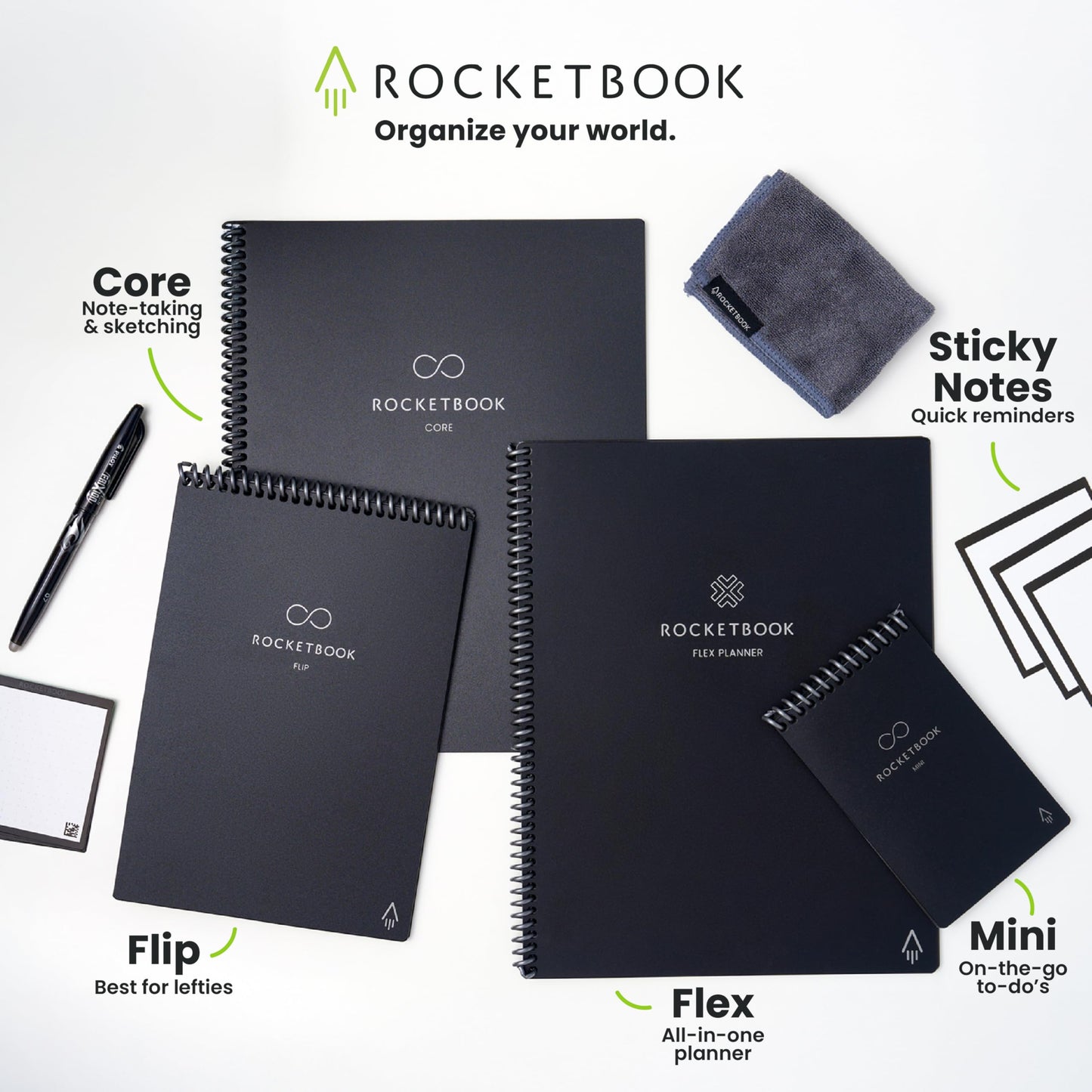 Rocketbook New Core Reusable Spiral Notebook, Executive Size 6x8.8, Teal - Lined Pages, App-Connected, Erasable, Durable Cover, Ideal for School, Work, and Creative Projects