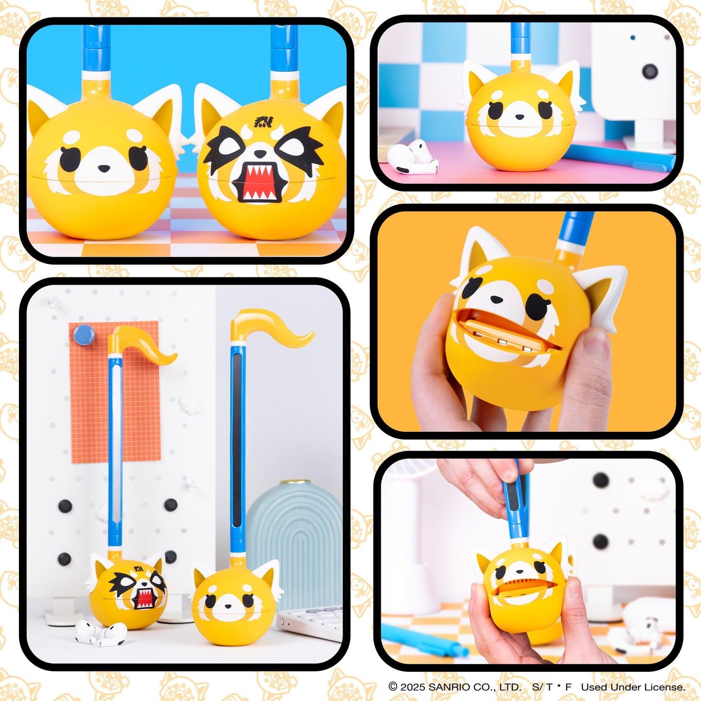 Otamatone Japanese Electronic Musical Instrument Portable Music Synthesizer (Official Licensed Aggretsuko Sweet Happy) Maywa Denki Studio Award Winning, Educational Fun Gift for Children Teen Adults