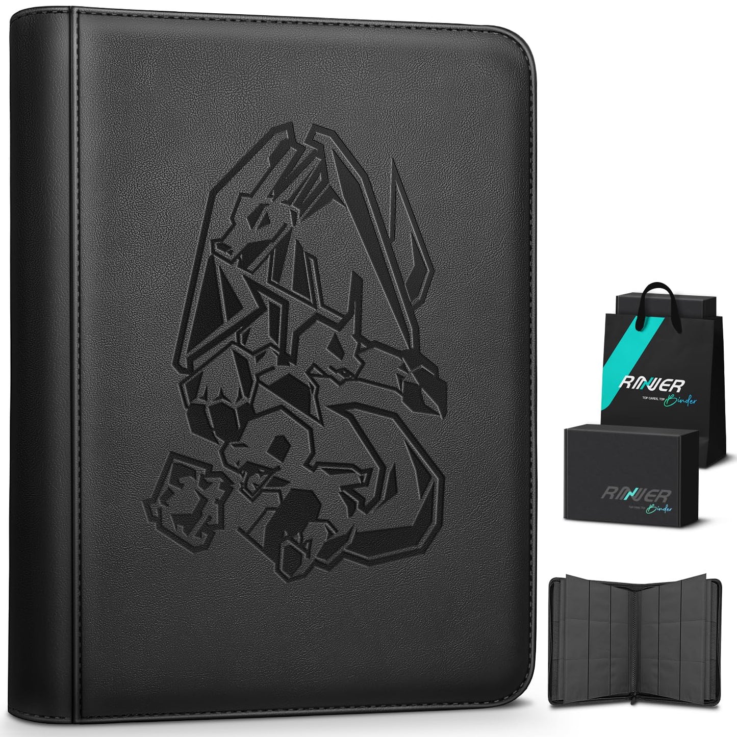 Ravaver 9 Pocket Card Binder, 540 Cards Trading Cards Games Collection Holder with YKK Metal Zipper & Side-Loading Sleeves, Premium Gift for Card Collectors (Black)