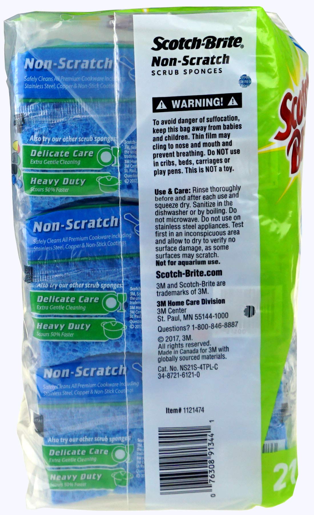 Scotch -Brite Non Scratch Scrub Sponges - 21 Pack - Individually Wrapped