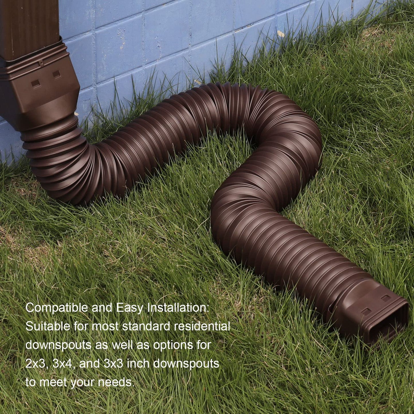 plusgutter 11.5ft Gutter Downspout Extensions Flexible, Drain Downspout Extender, Down Spout Drain Extender, Gutter Connector Rainwater Drainage, Extendable from 2.6ft to 11.5ft(Brown)