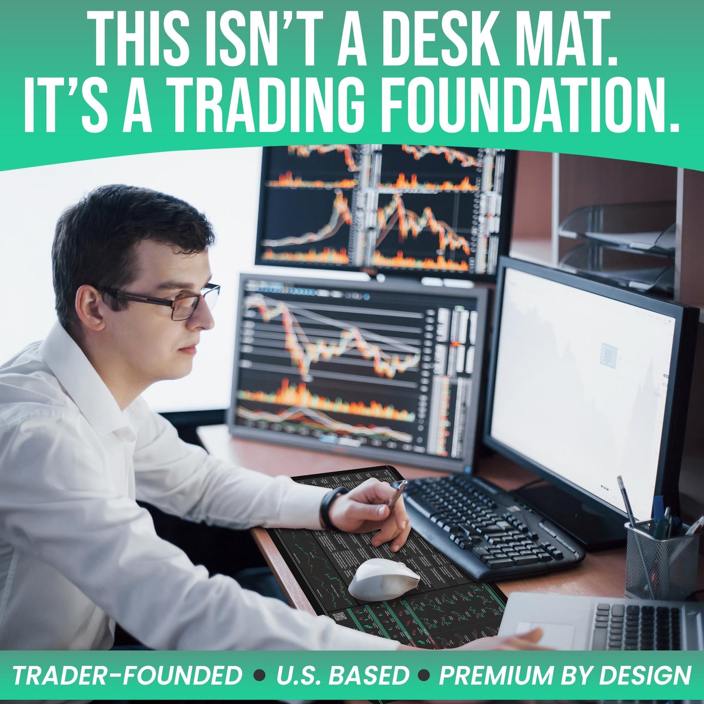 Limited Edition Trader’s Desk Mat - Stock Market Mouse Pad with Key Indicators - Large Size with Candlestick Chart Patterns - Gifts for Traders
