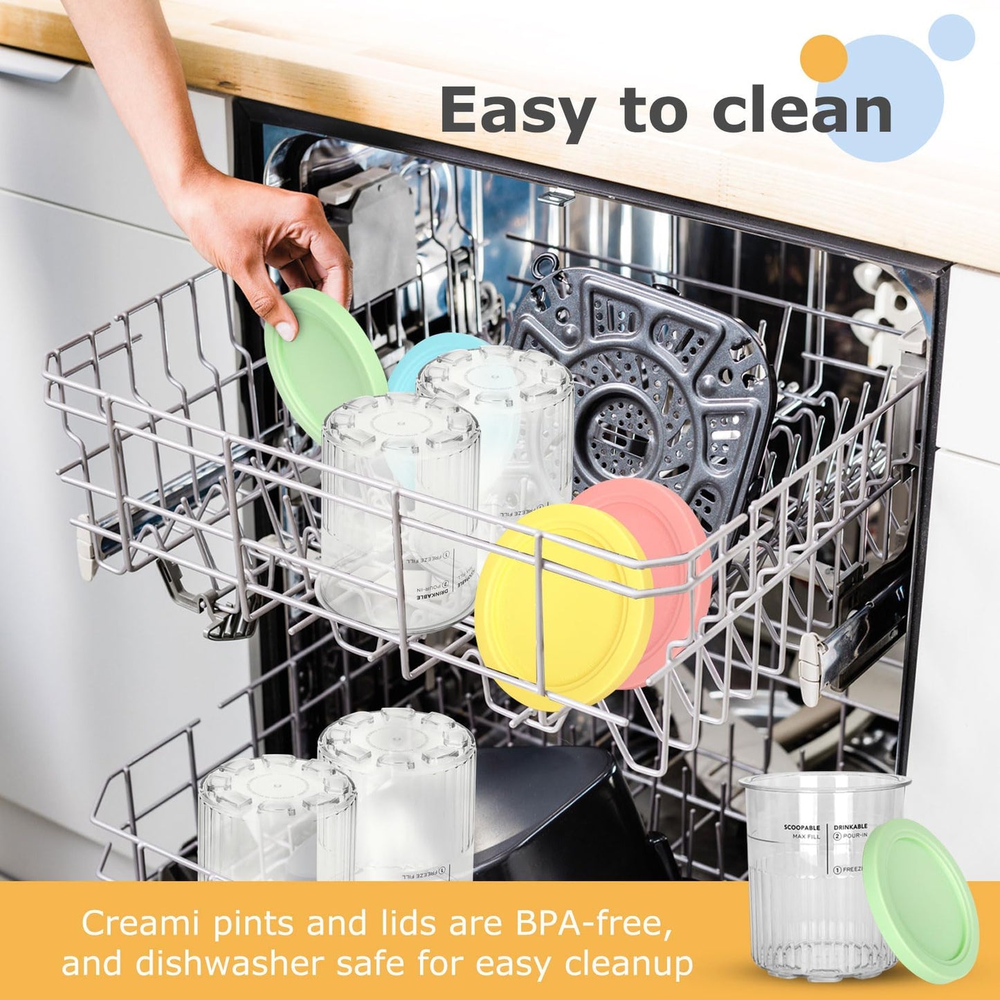 Containers Replacement for Ninja Creami Pints and Lids & Scoop - 4 Pack | Compatible with NC500/NC501AMZ Series | BPA-Free, Dishwasher-Safe, Leak-Proof Pints for Homemade Ice Cream