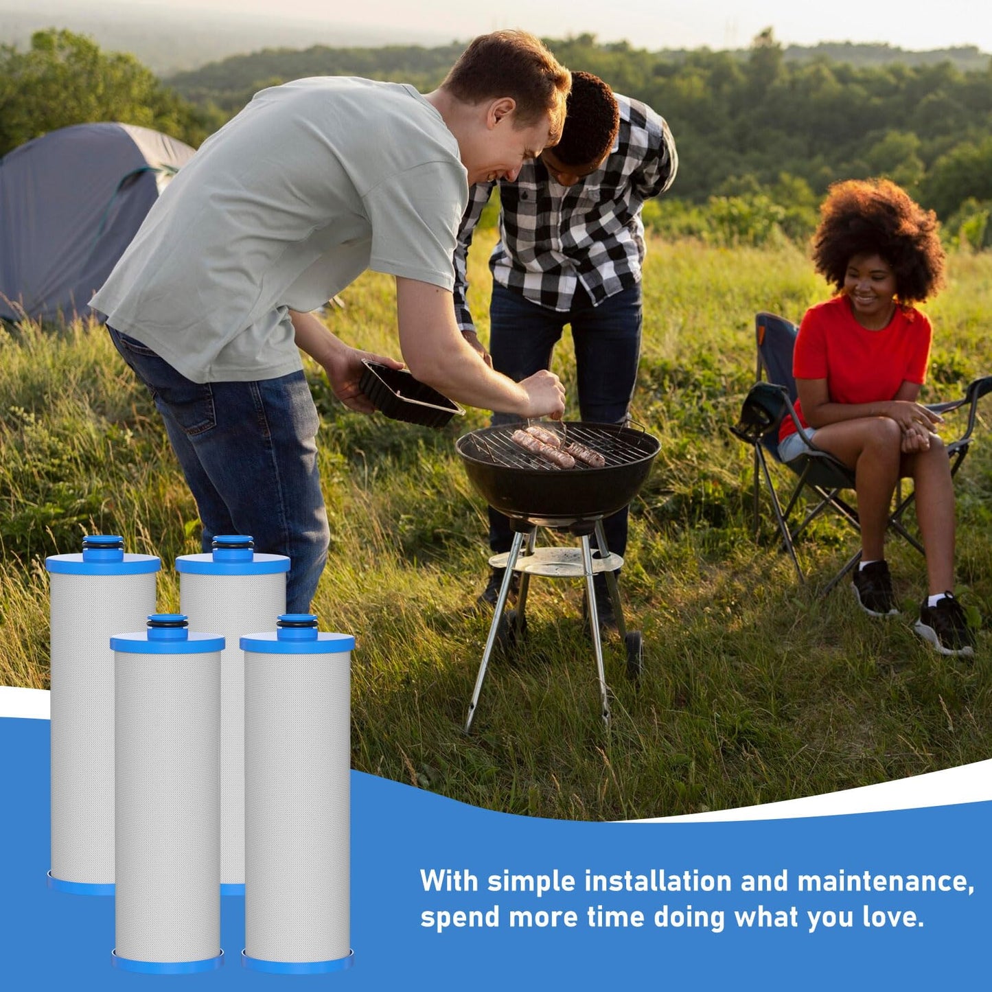 Vickmons KW1 RV Water Filter 2.5 x 10" Compatible with RCS/FR1 Housing Replaces KW1 and FRE-10-BN Filtration Systems, 4-Pack