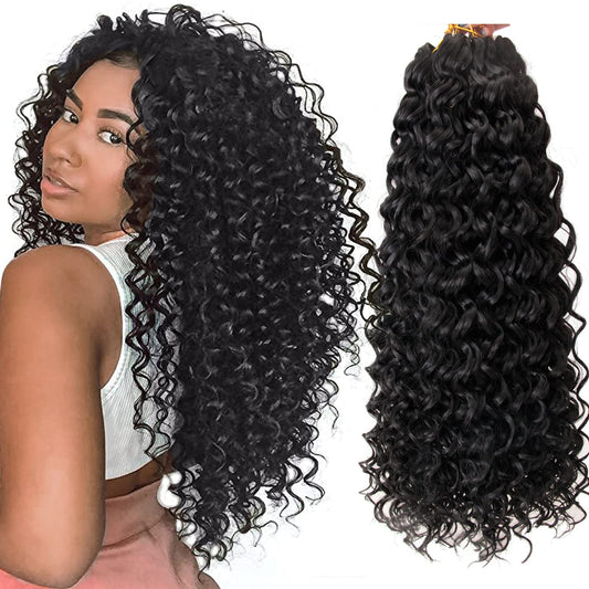 8 Packs Curly Crochet Hair GoGo Curl Crochet hair for Black Women Deep Wave Braiding hair,Synthetic Bohemian Crochet Braid Water Wave Crochet hair Extensions(18inch, 1B)