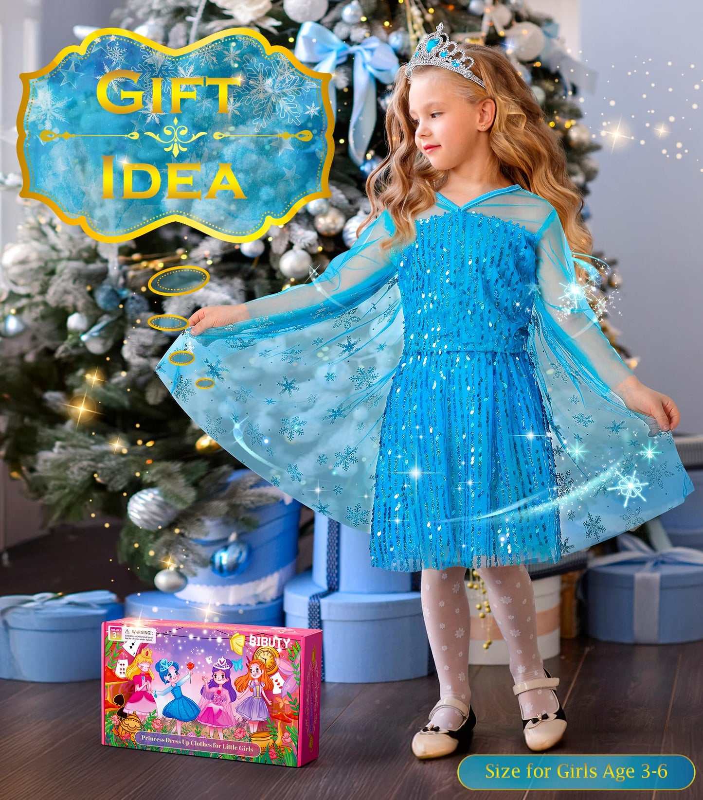 Princess Dress Up Clothes for Little Girls Princess Dresses, Play Dress Up Costume Set Toy Gift for 3-6 Little Girls