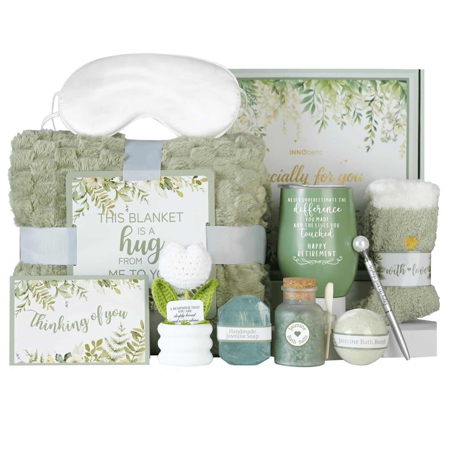 INNObeta Retirement Gift Basket for Women, Unique Retirement Gifts for Her, Useful Self Care & Relaxation Package for Female - Happy Retirement