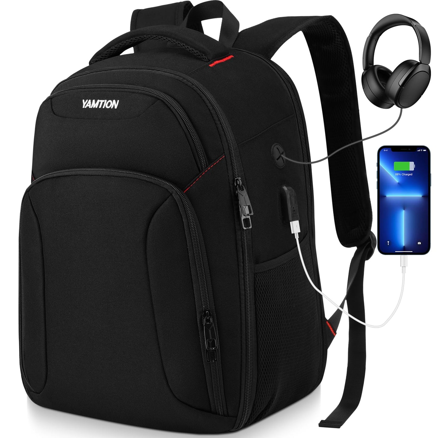Travel Laptop Backpack,15.6 inch Anti Theft Bussiness Back Pack with USB Charging Port,School Computer Bookbag Fits 17.3 Inch Notebook,Work Backpack for Men Women