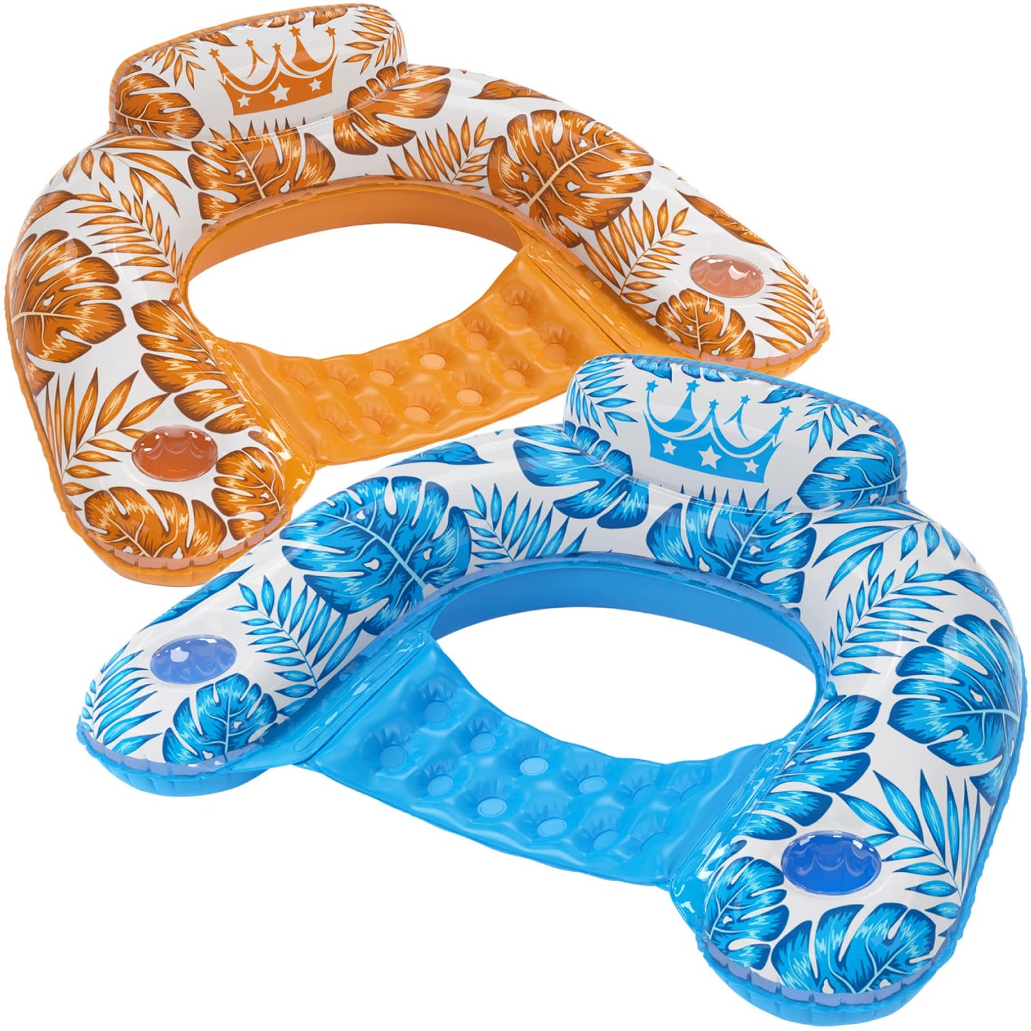 Jasonwell Inflatable Pool Float Chair - 2 Pack Floating Pool Chair Lounge Floats for Swimming Pool Water Chair Pool Lounger with Cup Holder Toy Party Floaties for Adults
