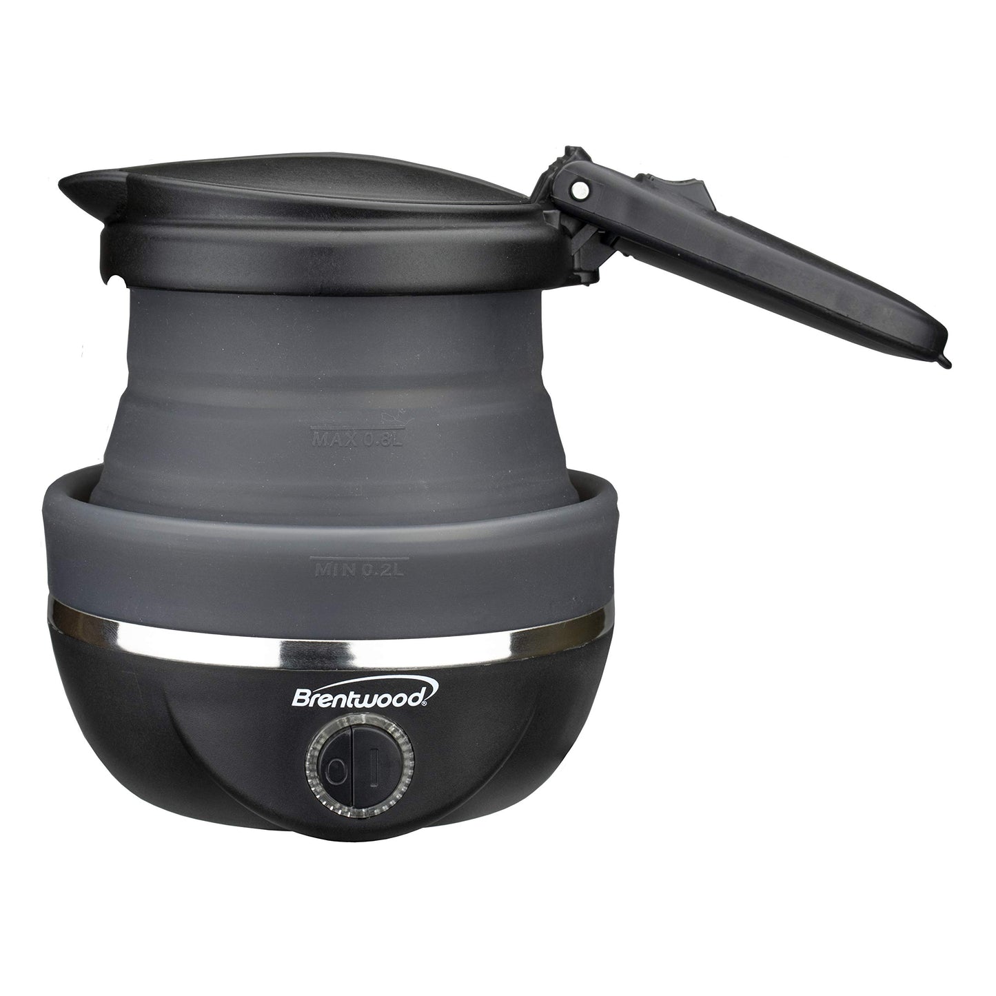 Brentwood Appliances KT-1508BK .85-Quart Dual-Voltage Collapsible-Travel Kettle (Black), 0.85Q