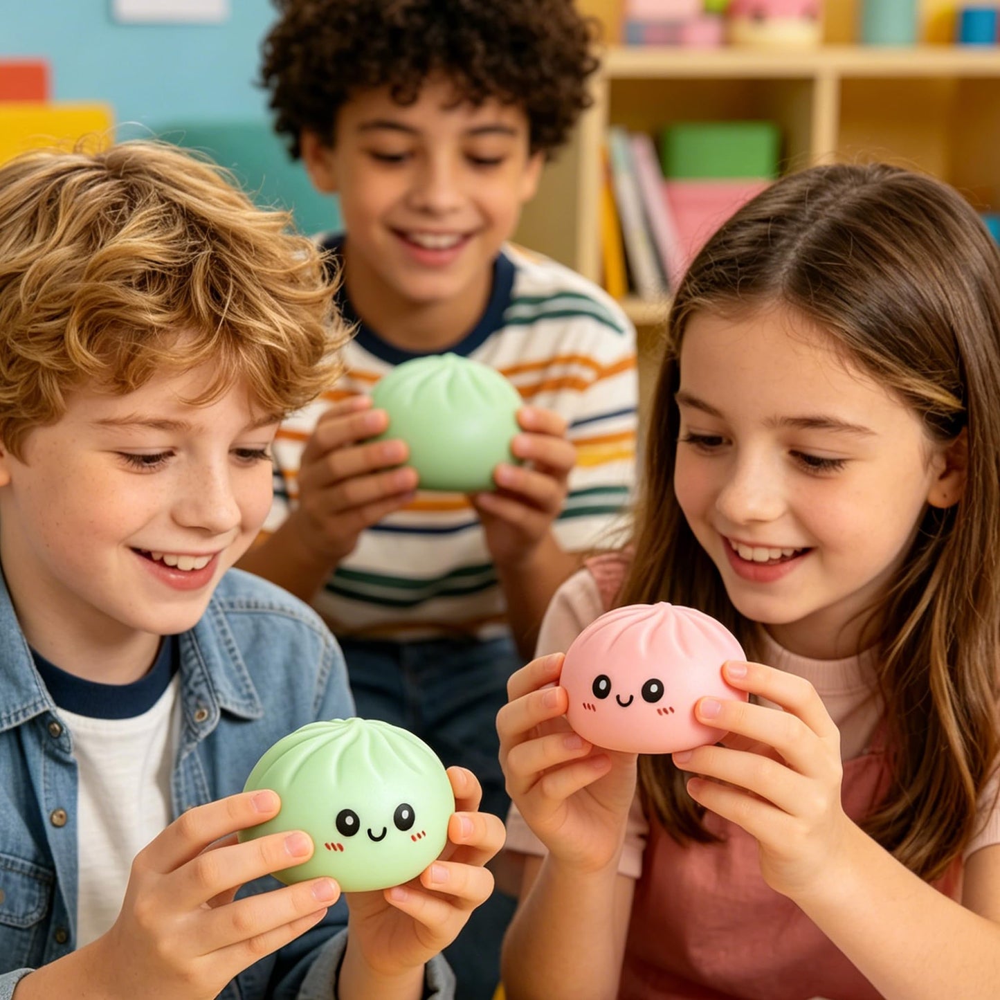 Tansix Pink and Green Dumpling Squishies New Mystery Glitter Squishies Dumpling with Box Stress Relief Balls Sensory Toys Desk Squeeze Toys Gift
