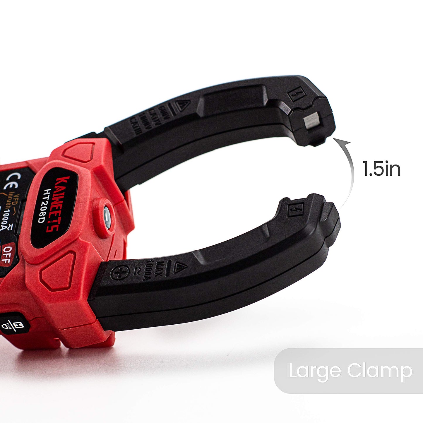 KAIWEETS Inrush Clamp Meter 1000A True RMS AC/DC Current Amp Meter, VFD, LOZ Mode, 6000 Counts, Measures Current Voltage Temperature Capacitance Resistance Diodes Continuity Duty-Cycle(HT208D)