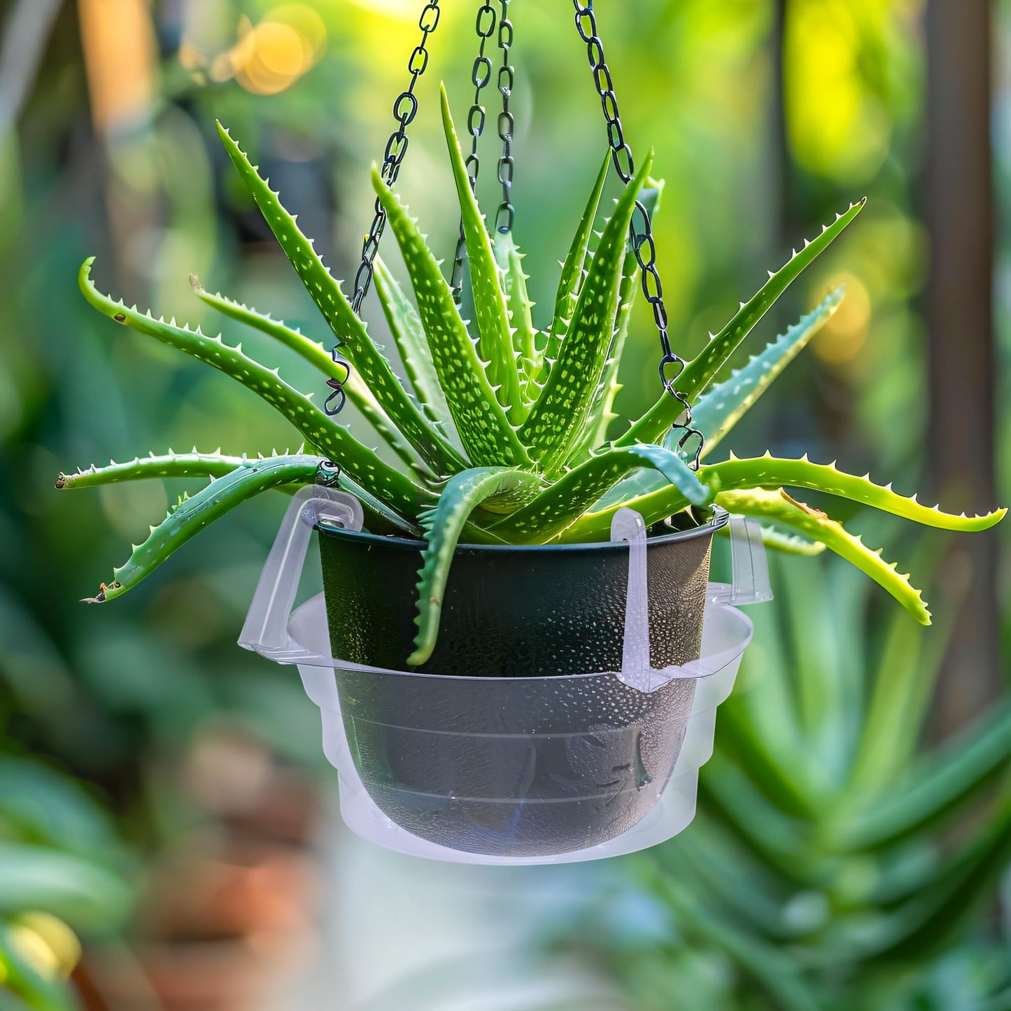 Adnee 12 Pcs 12 Inch Hanging Plant Water Catcher-Clear Plastics Plant Water Catcher Tray-Hanging Plant Saucers Drip Pans for Indoor Outdoor Hanging Basket Flower Pot