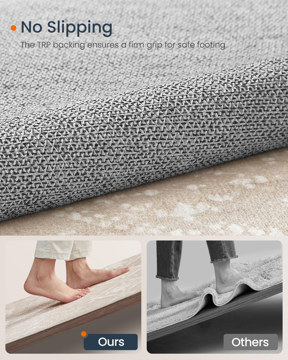 SONGMICS HOME Area Rug, 5x7 ft Rug for Bedroom, Non-Slip Carpet, Home Decor, for Living Room, Machine Washable, Boho Style, Cappuccino Beige UTAR023K01