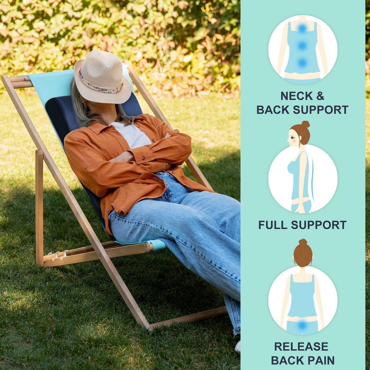 HAVARGO 2-in-1 Neck Pillow Lumbar Support Pillow for Recliner Couch - High-Density Foam Cushion Ergonomic Back Support for High-Back Rocking Chairs, Gaming Chair, Sofa to Relax The Back, Medium