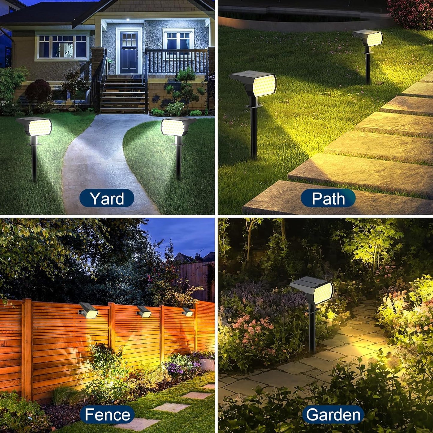 Solar Spot Lights Outdoor Waterproof, 3 Modes Landscape Spotlights, Dusk to Dawn Solar Powered Flood Wall Lights for Outside, Solar Garden Lights for Yard Porch (6PACK)