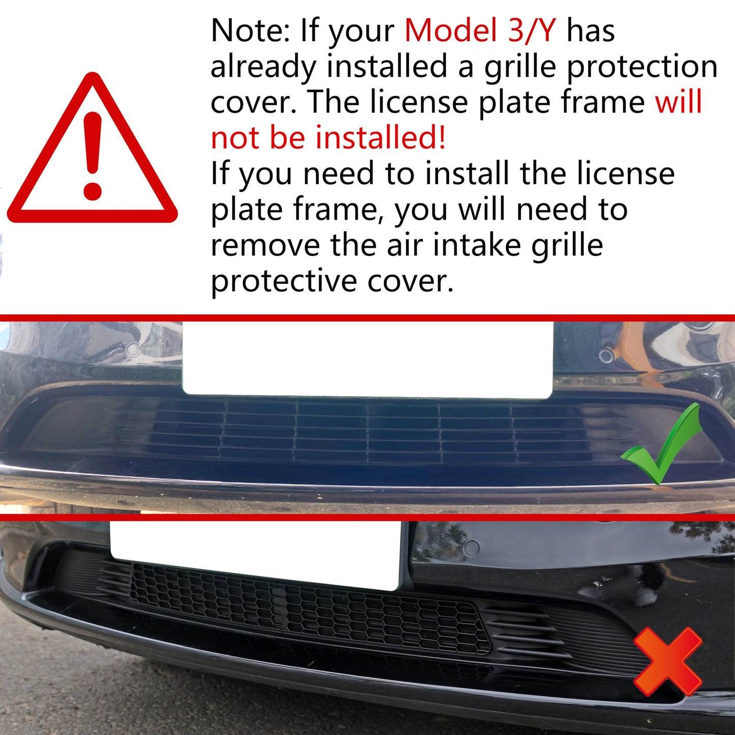 Leikaendi Front License Plate Holder for Tesla Model 3 2017-2023, No Drill No Adhesives Front Licence Frame Plate Bracket Metal Mounting Kit Accessories【Not Fit 2024-2025 Model 3 Highland】