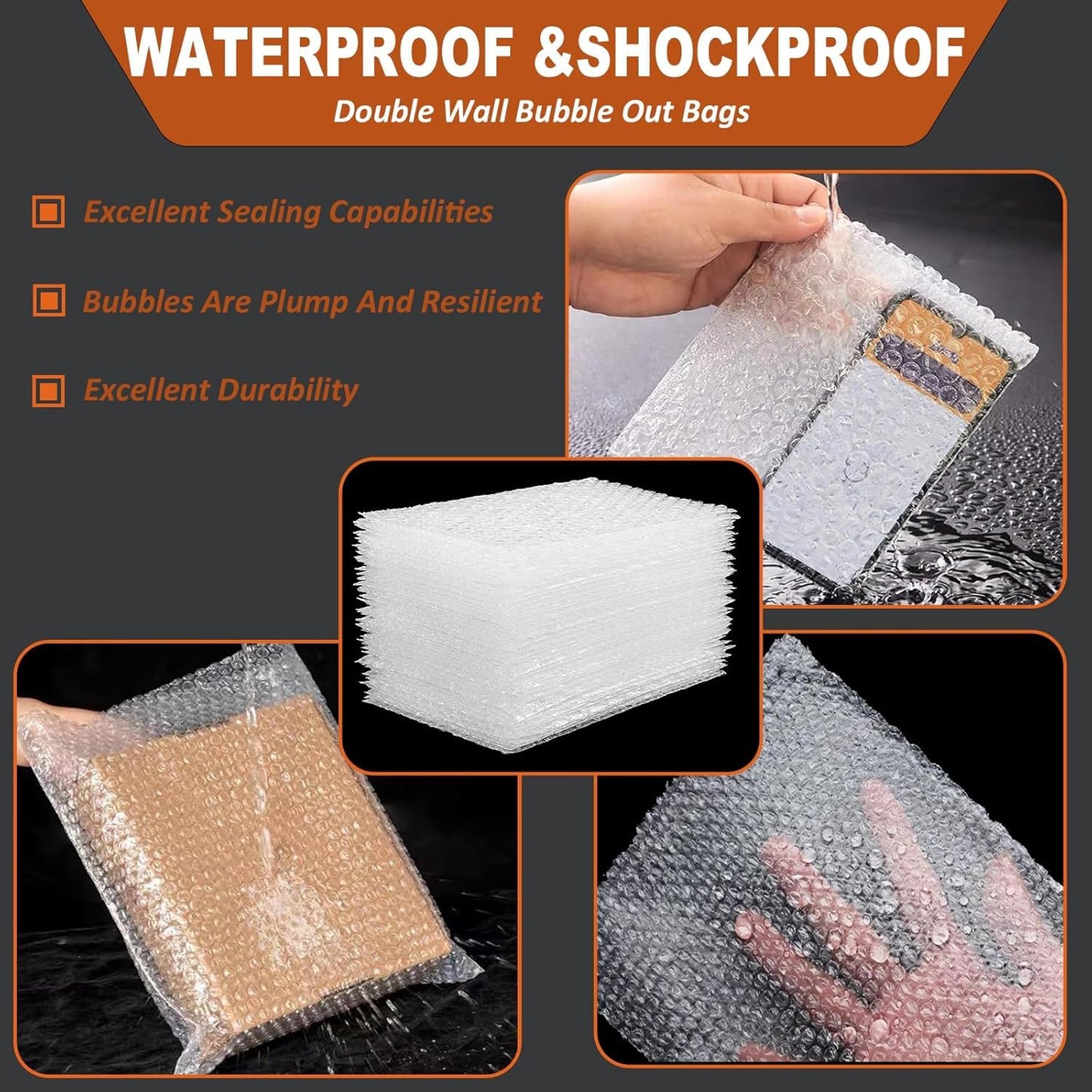16" x 20" Bubble Pouches Wrap, 25Pcs Double Wall Shockproof Bubble Bags, Clear Bubble Out Bags for Packing, Cushioning Bags for Moving, Shipping and Packing