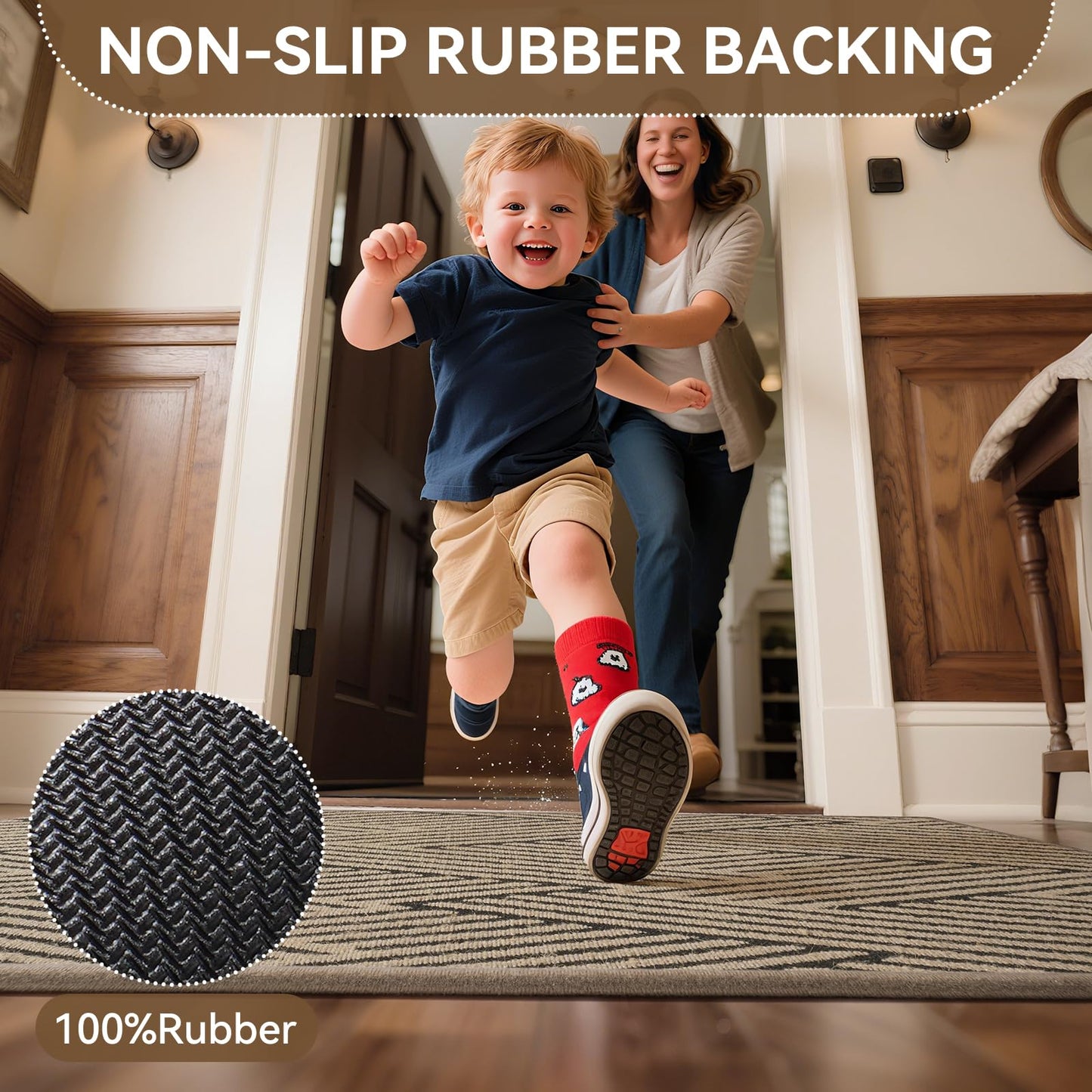YDKGL Door Mat Indoor Outside Entrance 24"x35", Low-Profile Non Slip Outdoor Inside Doormat Entryway Mat, Dirt Resistant Absorbent Front Porch Welcome Entry Mats, Washable Easy Clean, Brown