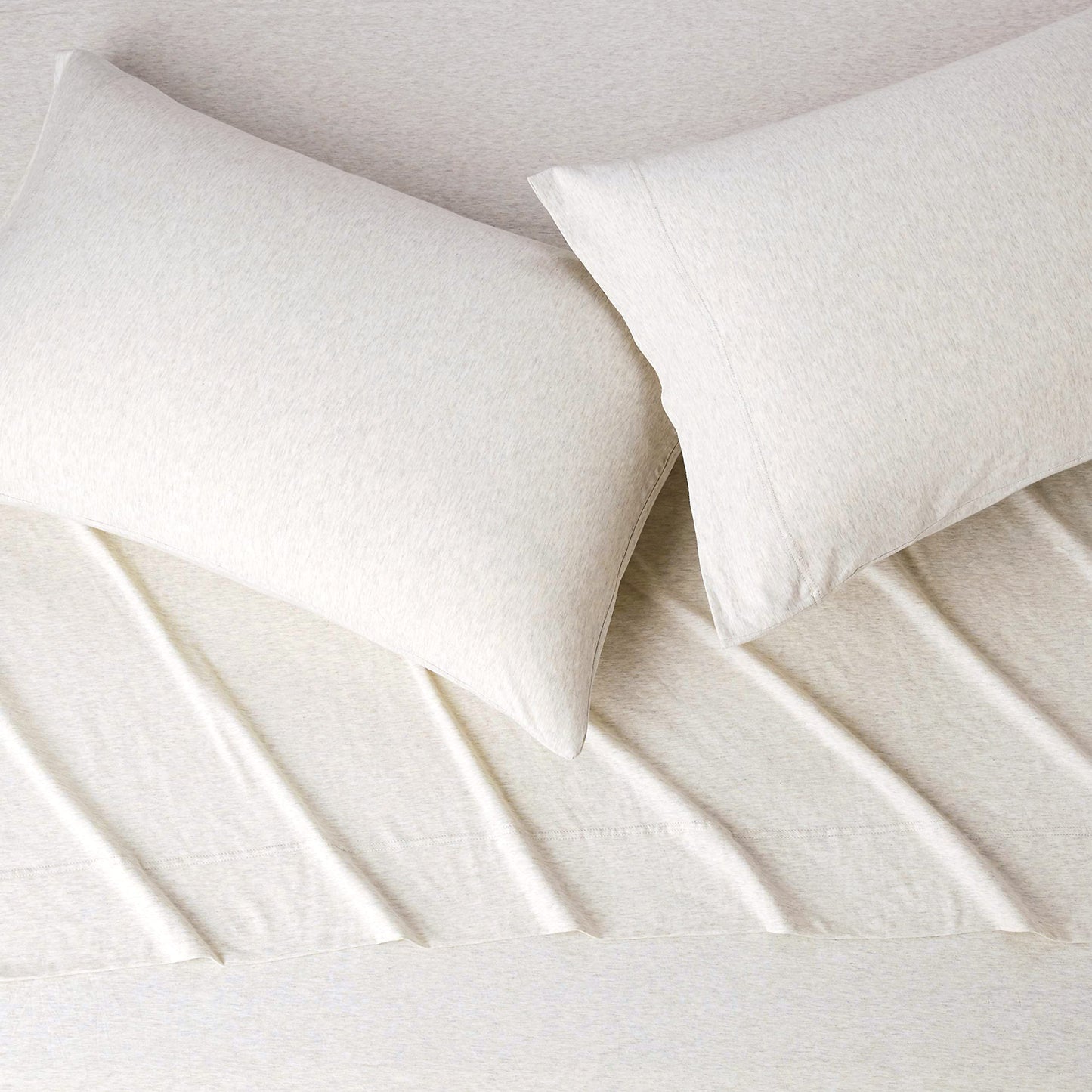 Amazon Basics Heather Cotton Jersey Bed Sheet Set - King, Oatmeal