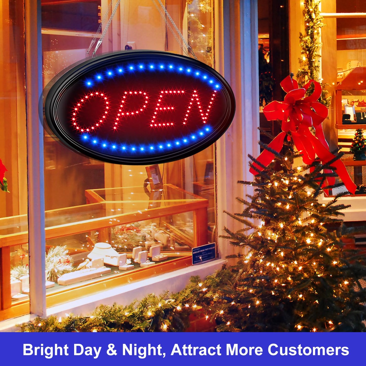 LED Open Sign, FITNATE Large 23x14 inch Business Open Sign with Remote Electric Display Sign,2 Modes Flashing & Steady Lights for Business, Shop, Bar, Hotel