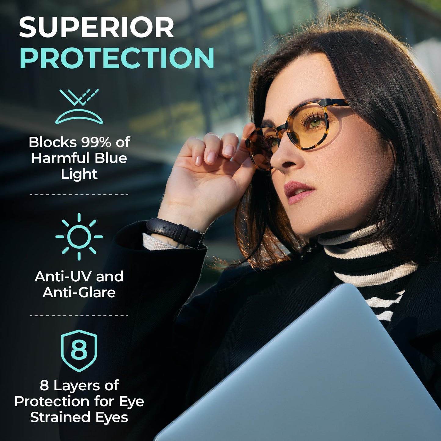 PROSPEK Blue light Readers For Women, ARTIST (+0.5 Magnification) - High Optical Quality Clear Lenses