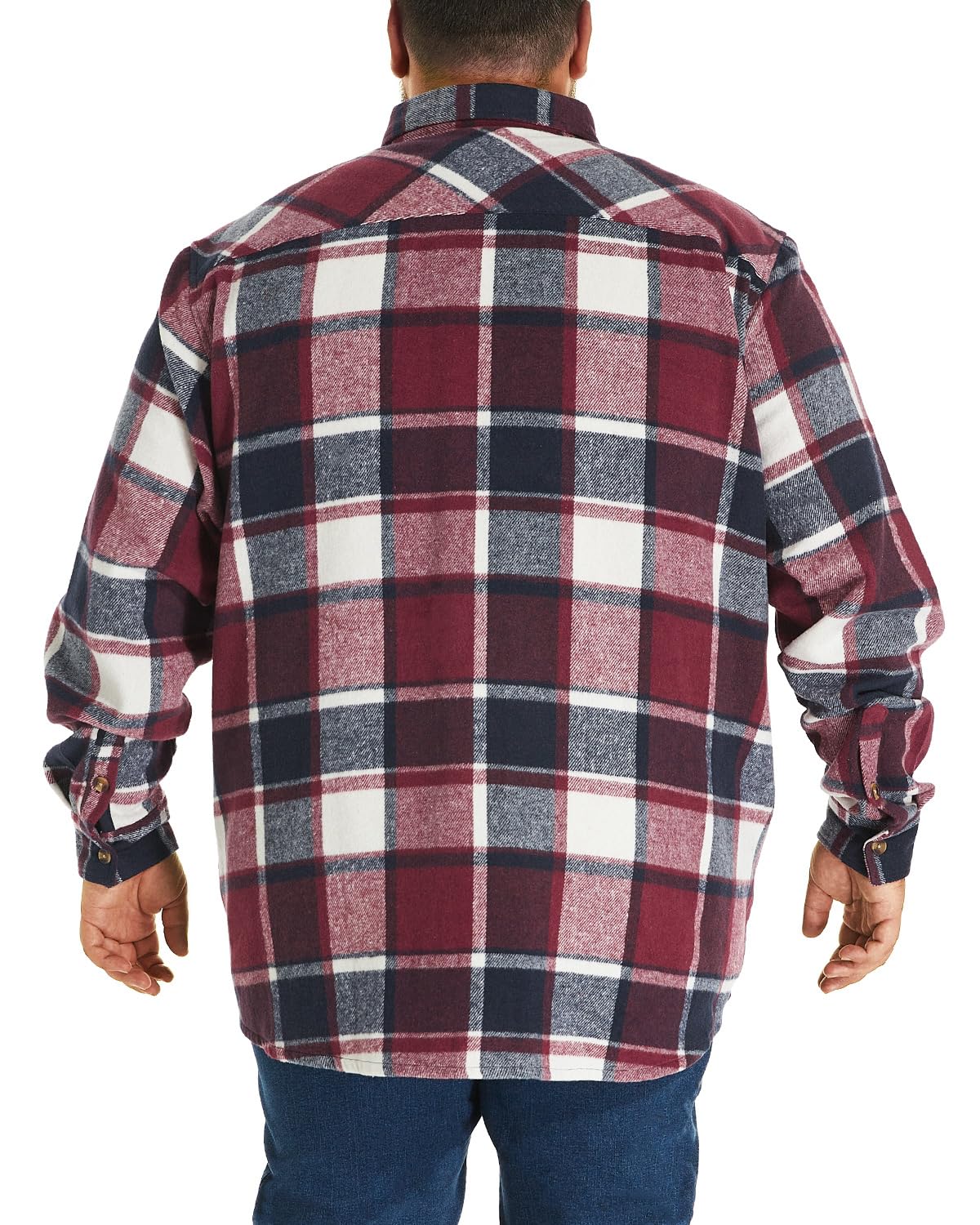 HOdo Big and Tall Mens Heavyweight Flannel Shirt 2XL- 6XL Button Down Shirt Burgundy Square 4XL