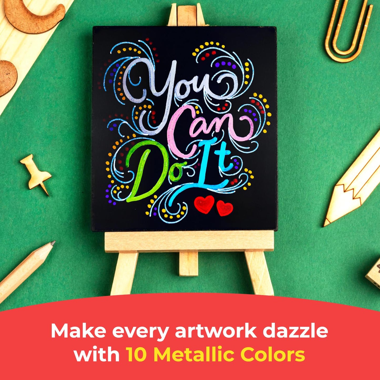 Chalkola Chalk Markers - Pack of 40 (Neon, Classic & Metallic) Chalk Pens - For Chalkboard, Blackboard, Window, Labels, Bistro, Glass - Wet Wipe Erasable - 6mm Reversible Tip