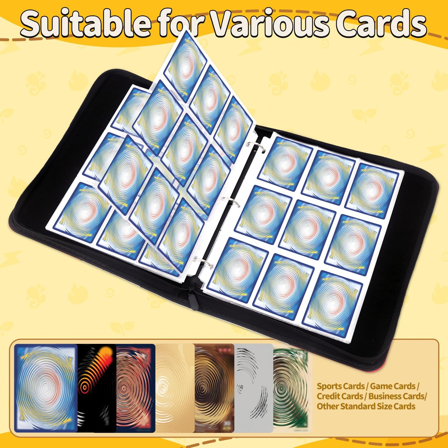 SALUOKE Card Binder, Trading Card Binder Fits 900 Cards, Card Folder with Carry Handle, Collector Card Album (900pocket-9)