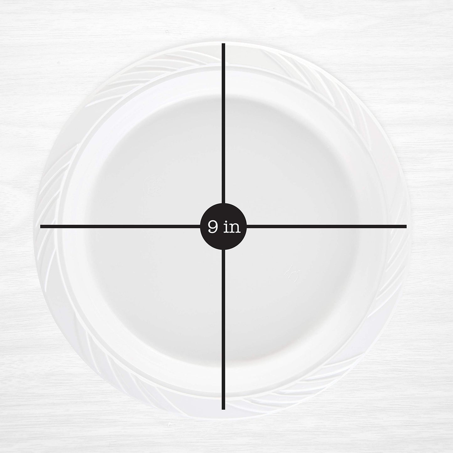 200 Count Disposable 9 Inch White Plastic Dinner Plates large