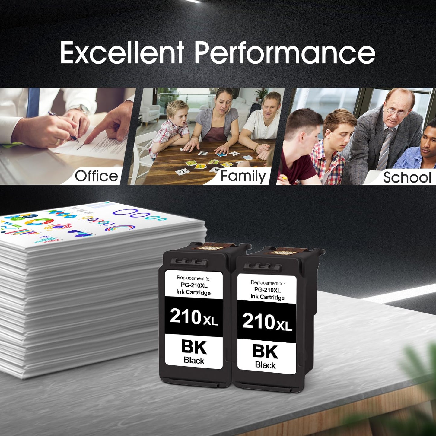 210XL Black Remanufactured Ink Cartridge Replacement for Canon 210 PG-210XL Use for Canon Pixma MX410 MX350 MP250 MP495 MX330 MX340 MP280 MP480 MP490 Printer (2 Pack)