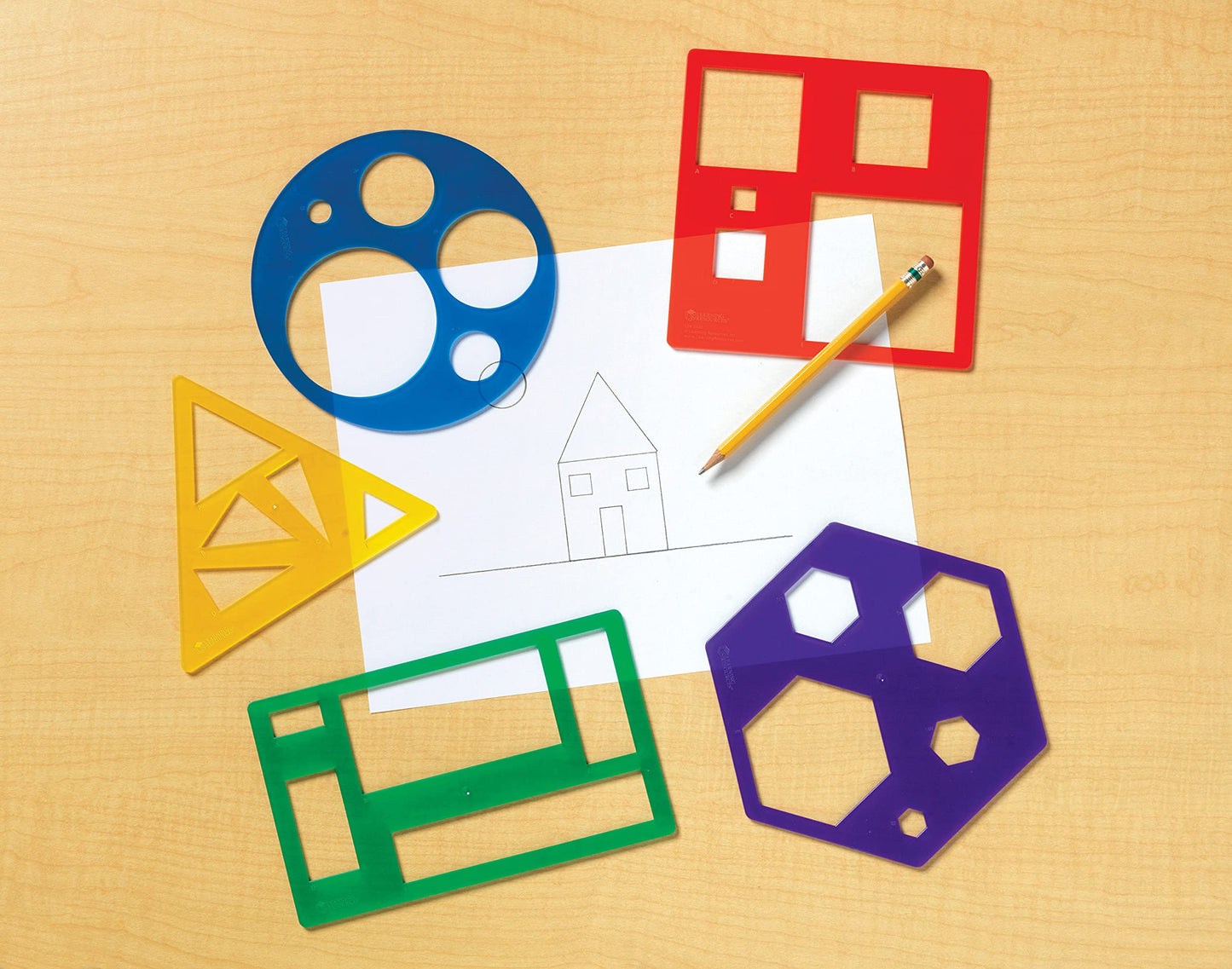 Learning Resources LER5440 Primary Shapes Template Set, Geometric Shapes, Tracing Helper, Ages 4+, LER5440