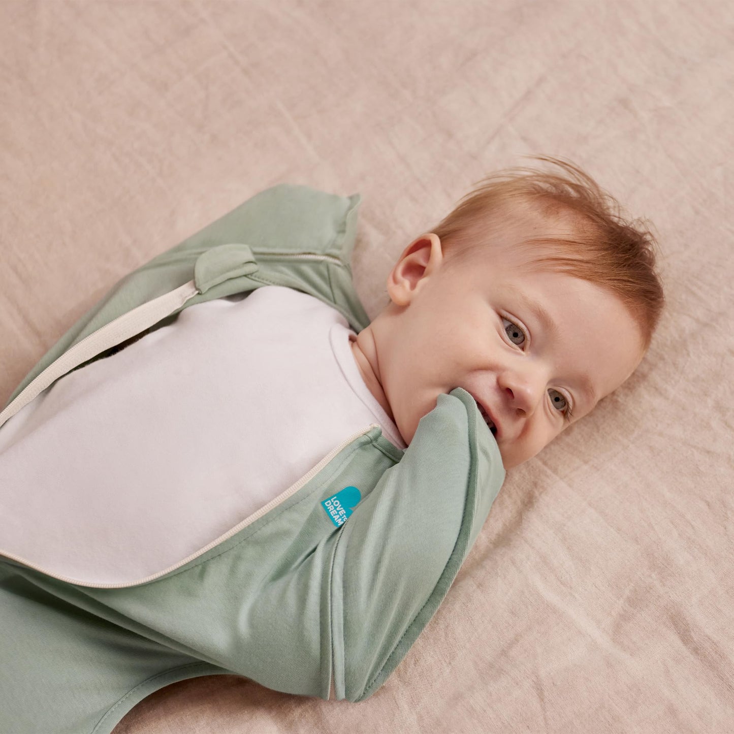 Love to Dream Swaddle Up Transition Bag - Arms Up Position - Light and Ultra Breathable Cotton - Twin Zip - Zip Off Wings - Spring, Summer - Sleep Bag - 0.2TOG - Olive, Medium (6-8.5kg)