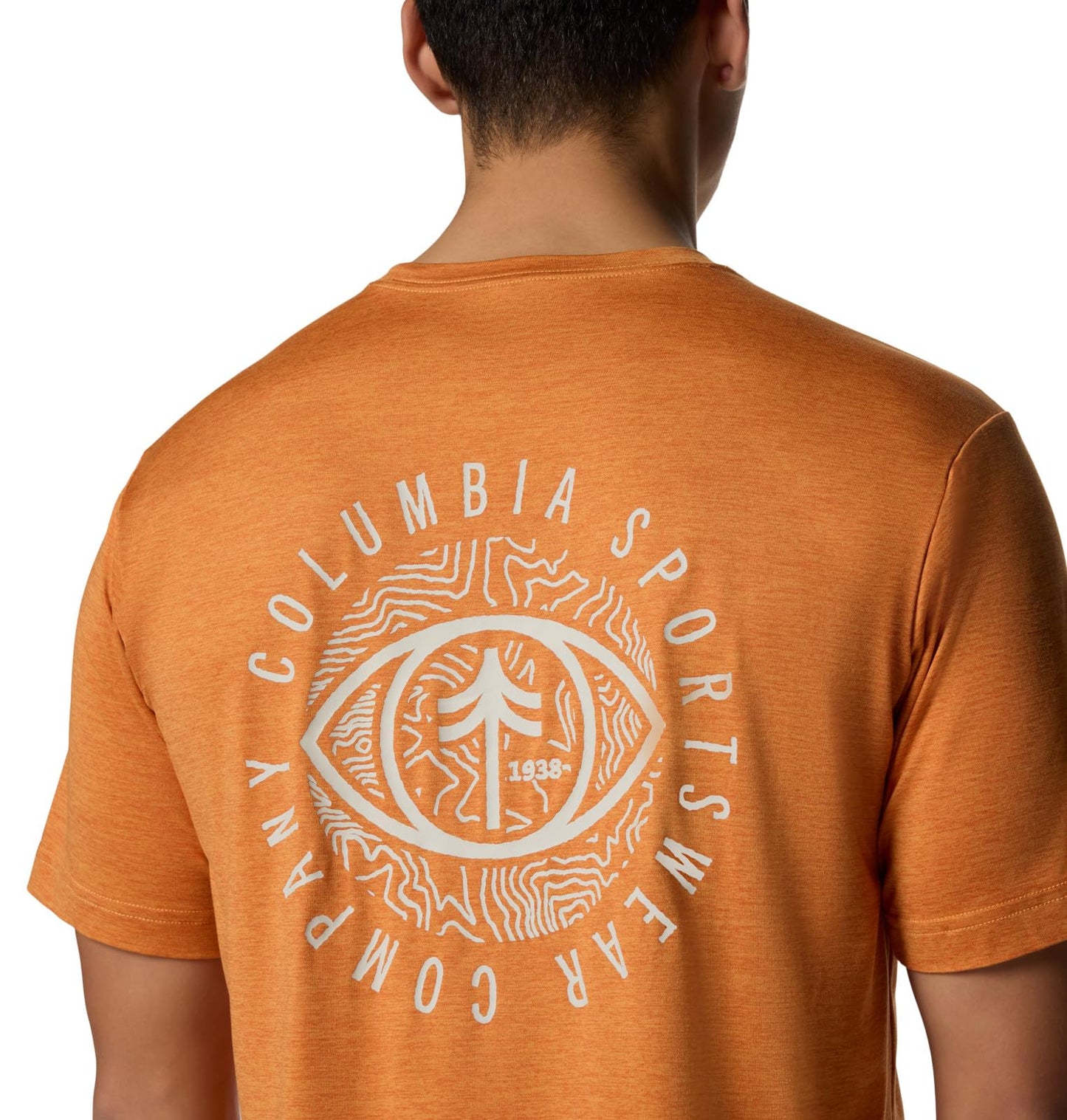 Columbia Men's Kwick Hike Back Graphic Short Sleeve Tee, Tuscan Heather/Planet Watch, Large