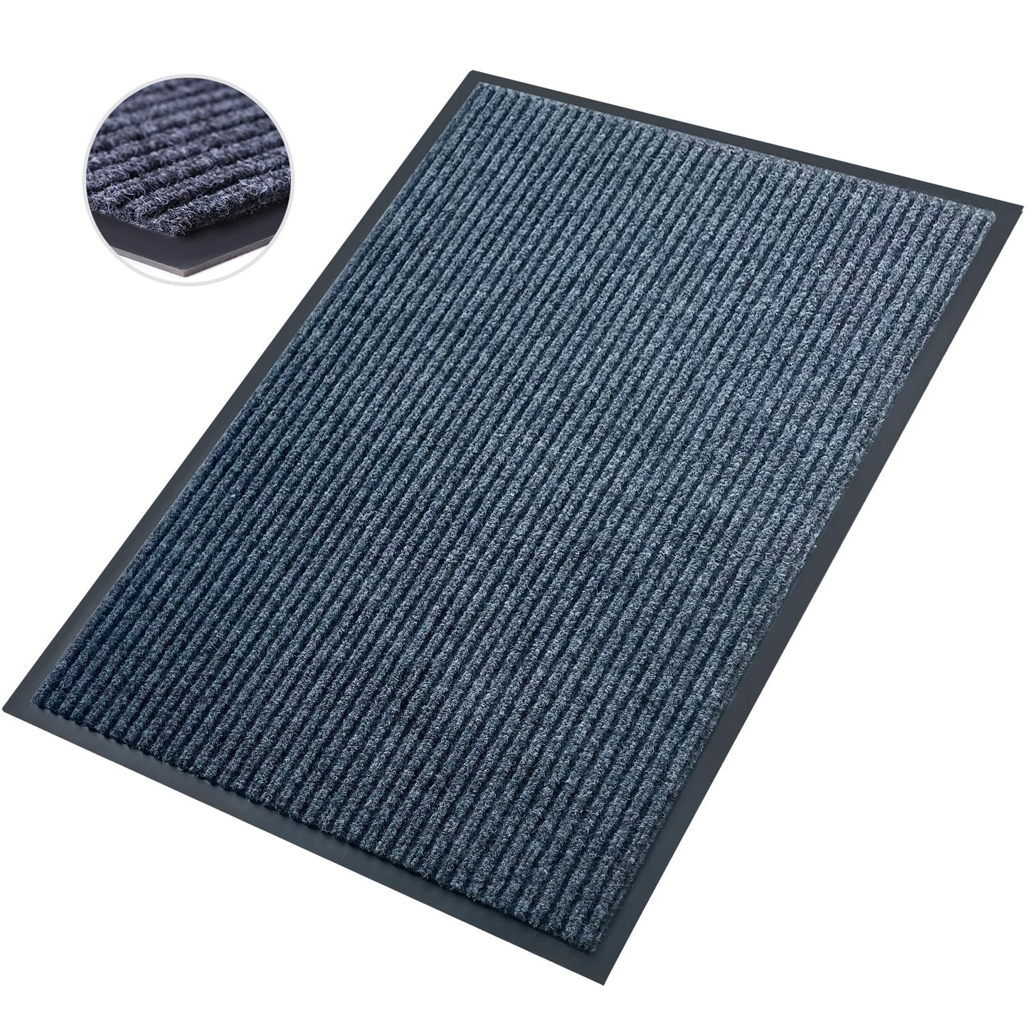 Front Door Mat,2.7'x4'Indoor Outdoor Door Mat,Heavy Duty Welcome,Commercial Floor Mats Inside Outside Entrance,Waterproof All-Season, All-Weather Non Slip Backing Doormat for Entryway,Dark Gray
