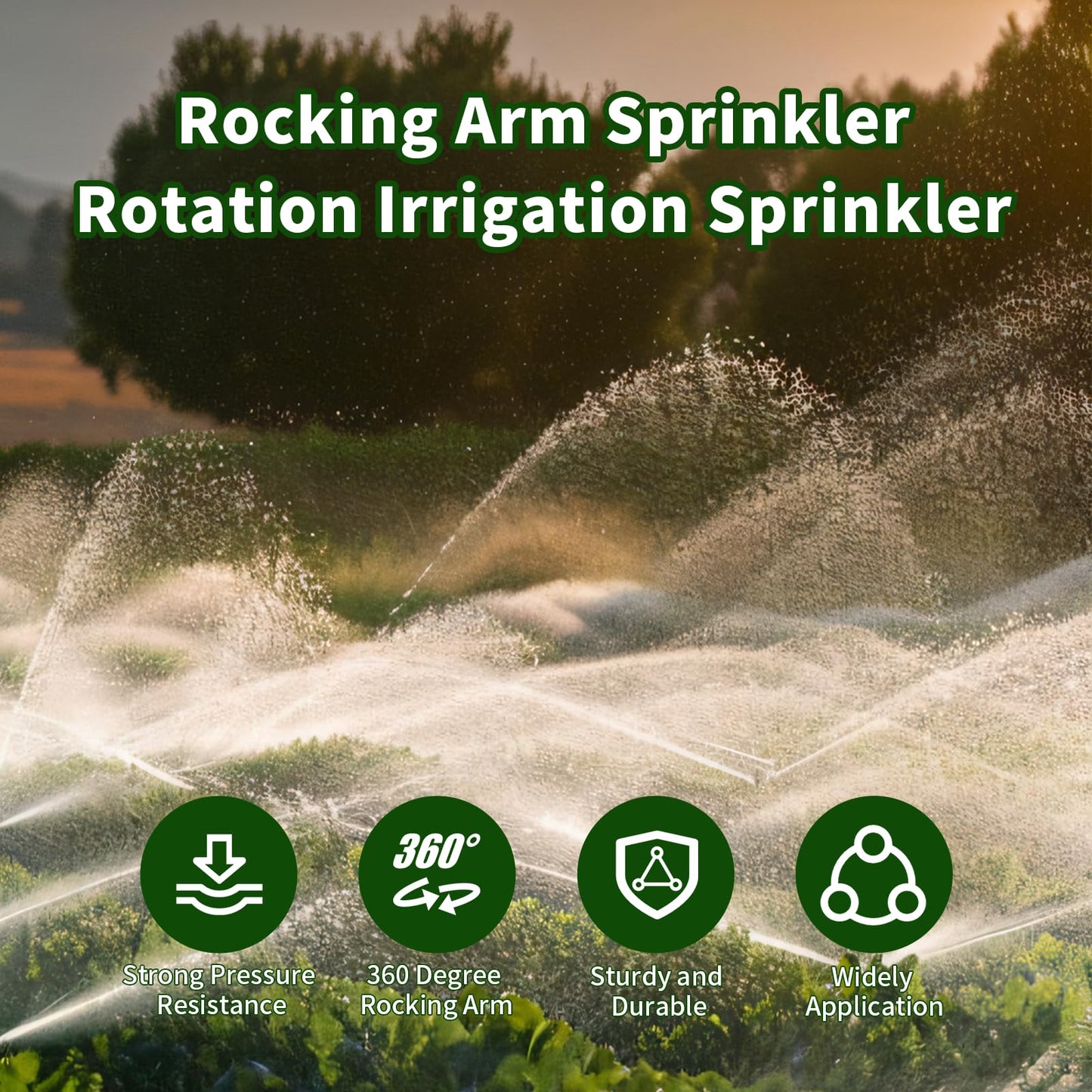 Irrigation Sprinkler, 360 Degree Rocking Arm Garden Sprinkler DN40 Female Thread Watering Accessories, Adjustable Water Spray for Lawn Forest
