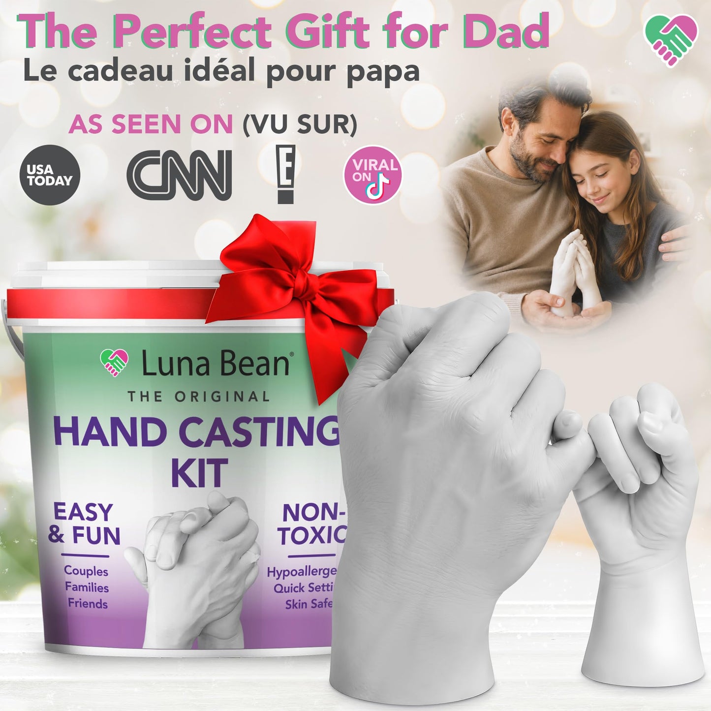 Luna Bean Hand Casting Kit – The Original Hand Mold Kit – Fathers Day Gift Ideas - Anniversary Engagement Gifts for Women Men Her Him Couples Wife Boyfriend Girlfriend Wedding Bridal Shower