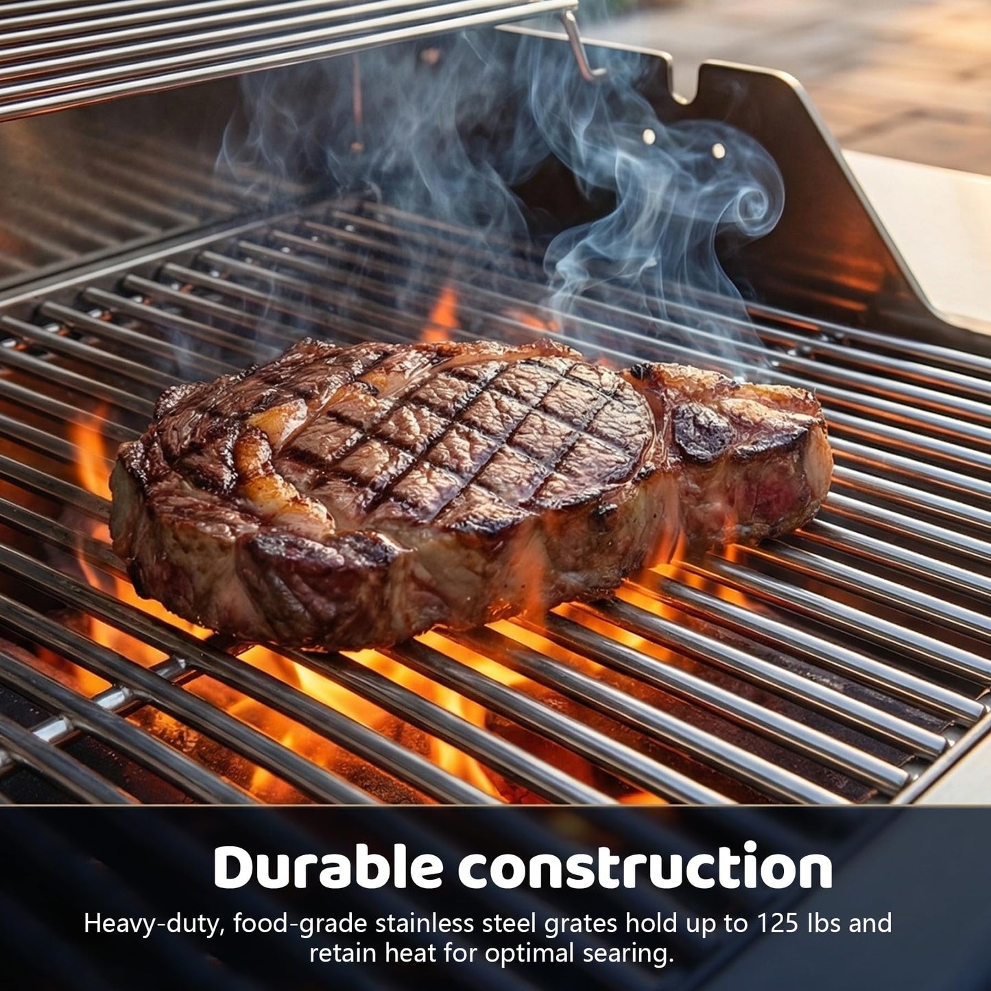 7637 Grill Grates for Weber Spirit I & II 200, Spirit E210 E220 S210 S220 Gas Grills with Front Control,7mm Premium Solid Food Grade 304 Stainless Steel Cooking Grates for Weber 46010074 Gas Grills