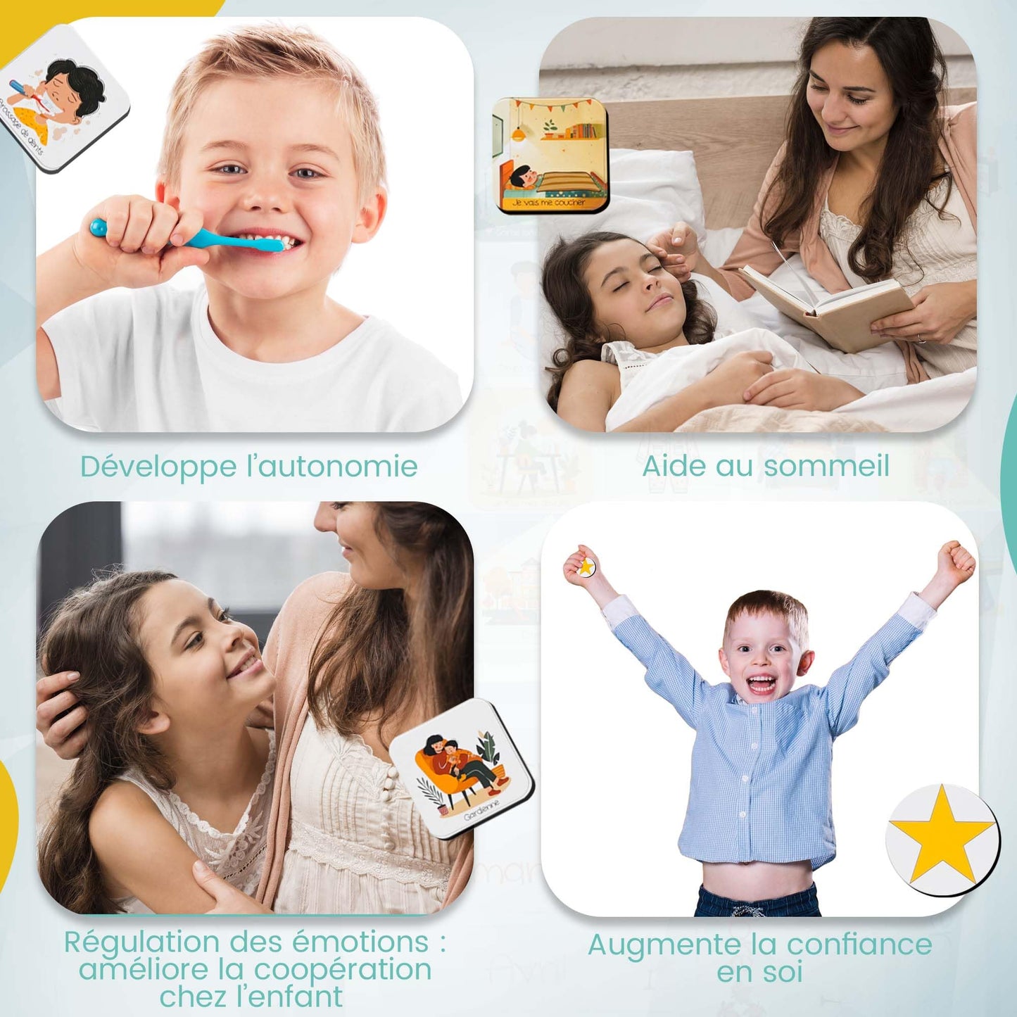 Tableau de Routine Pour Enfant en français - 92 aimants inclus - pictogramme Routine - Chore Chart for Kids - Reward Chart for Kids - ADHD Tools - Responsibility Chart for Kids