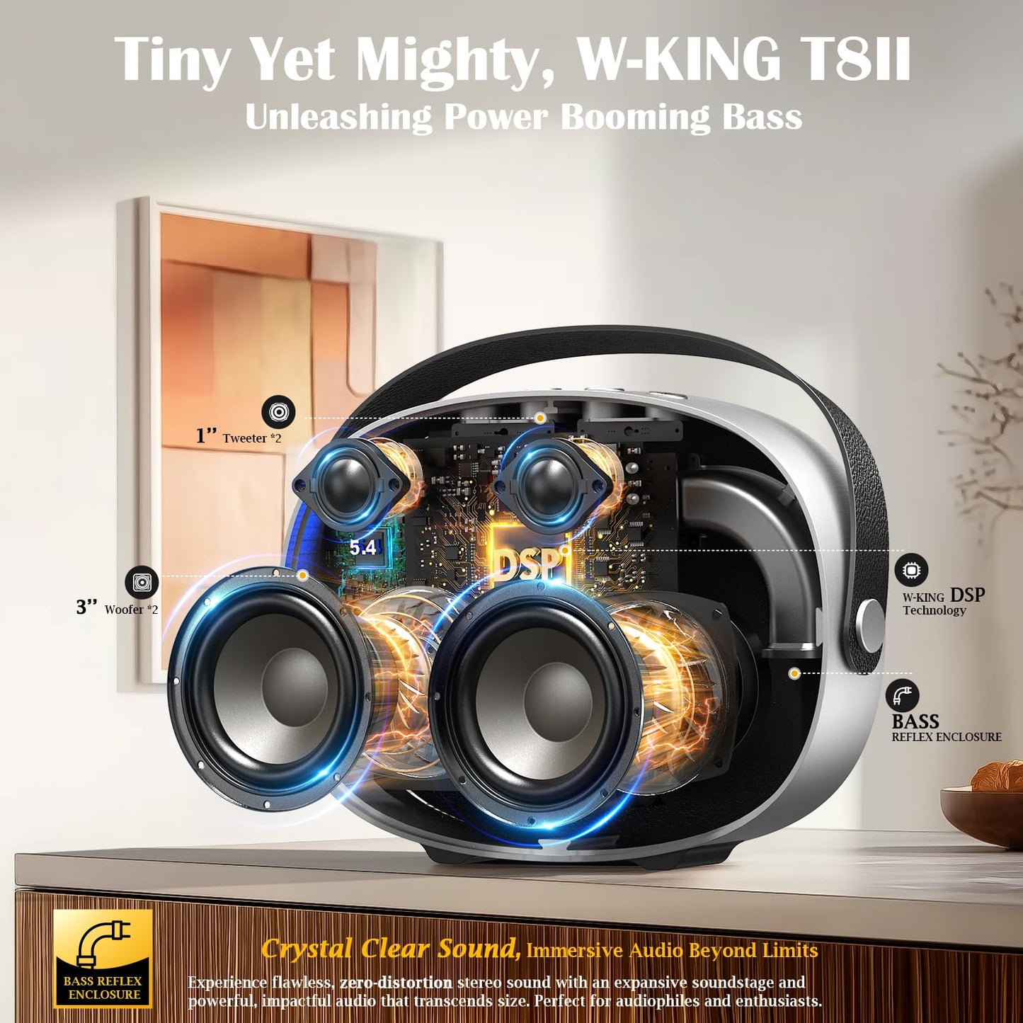 Bluetooth Speaker Loud, W-KING T8II Portable Bluetooth Speakers Wireless, 96W Peak Powerful Outdoor Boombox Subwoofer, Deep Bass/Clear Sound, BT5.4/Fast Charging/USB/AUX, Party Large Speaker