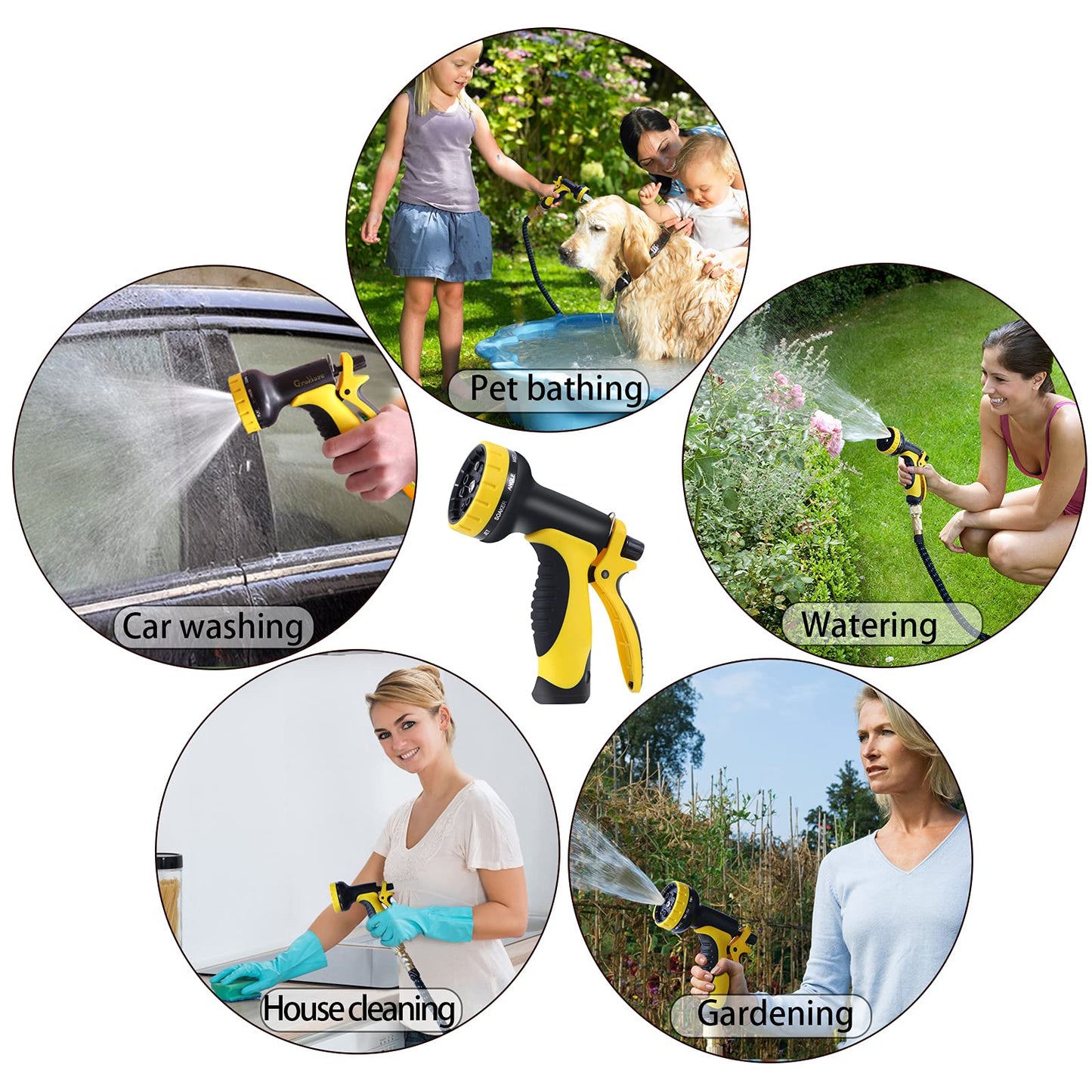 Expandable Garden Hose, 50ft Water Hose Flexible Garden Hose with Triple Latex Core,10 Function Water Spray Nozzle,3/4" Solid Brass Fittings,Retractable Fabric,Leakproof No-Kink Expanding Hose