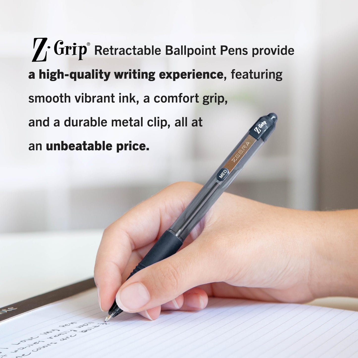 Zebra Pen Z-Grip Retractable Ballpoint Pen, Smooth-Flowing Black/Blue/Red Ink, 1.0mm Medium Point, School & Office Supplies, Ideal for Note-Taking, Journal and Planner Use, 48-Pack (22048)