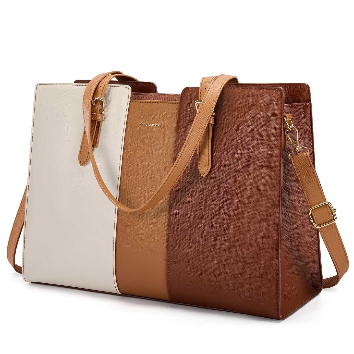 RAINSMORE Laptop Bags for Women 15.6 Inch PU Leather Work Tote Bags Waterfroof Handbags Women Briefcase for Office Travel