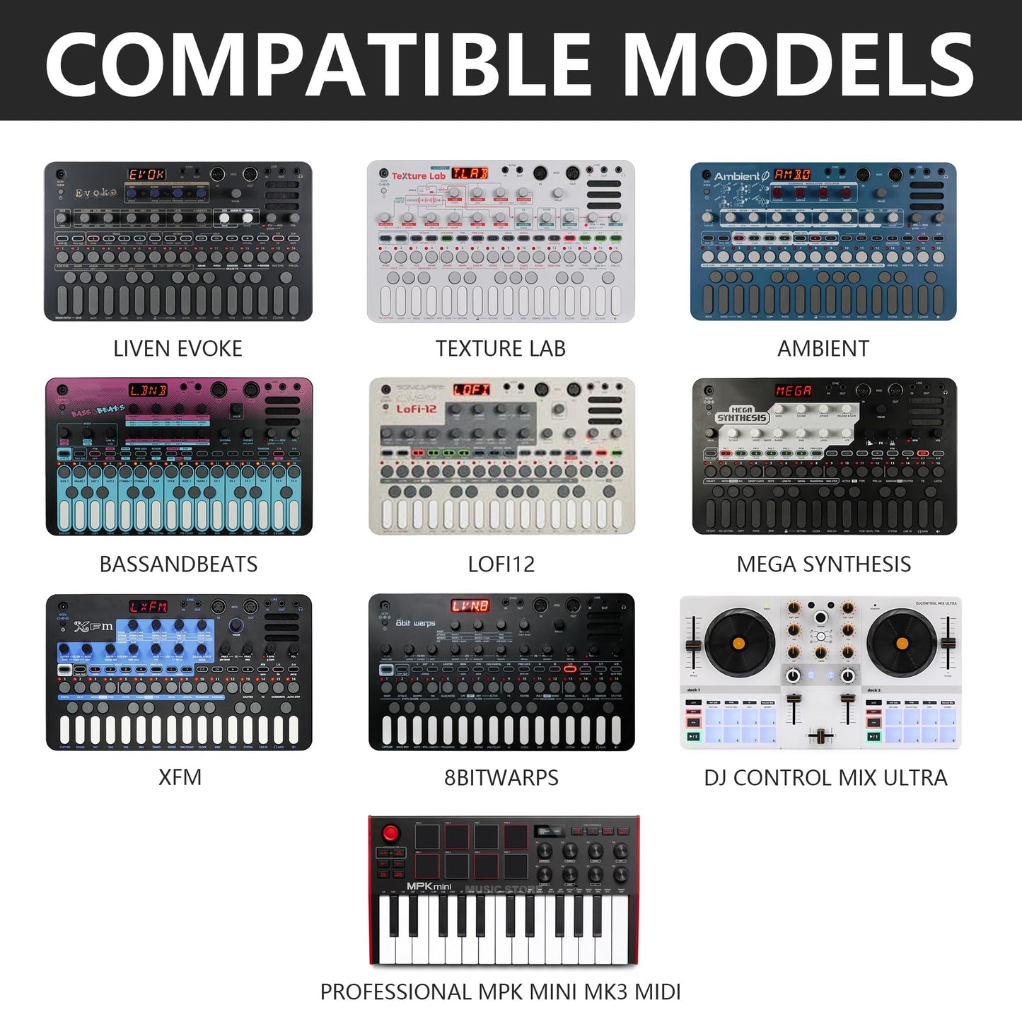 Musiin Premium Velvet Keyboard Case Compatible with LIVEN Texture,Evoke,XFM,Lofi-12, 8bit warps,AKAI Professional MPK Mini MK3,Hercules DJControl Mix Ultra,MIDI Controller Keyboard cover(Grey)