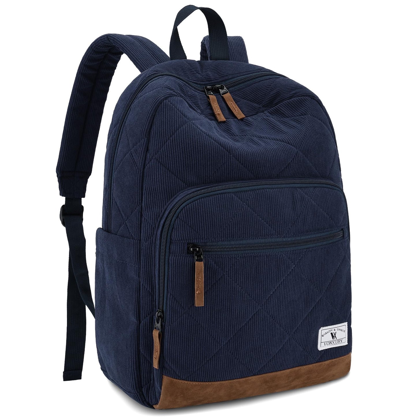VX VONXURY Corduroy Backpack for Teens，Lightweight 15.6 inch Bookbag for Girls Boys Casual School bag for Men Women