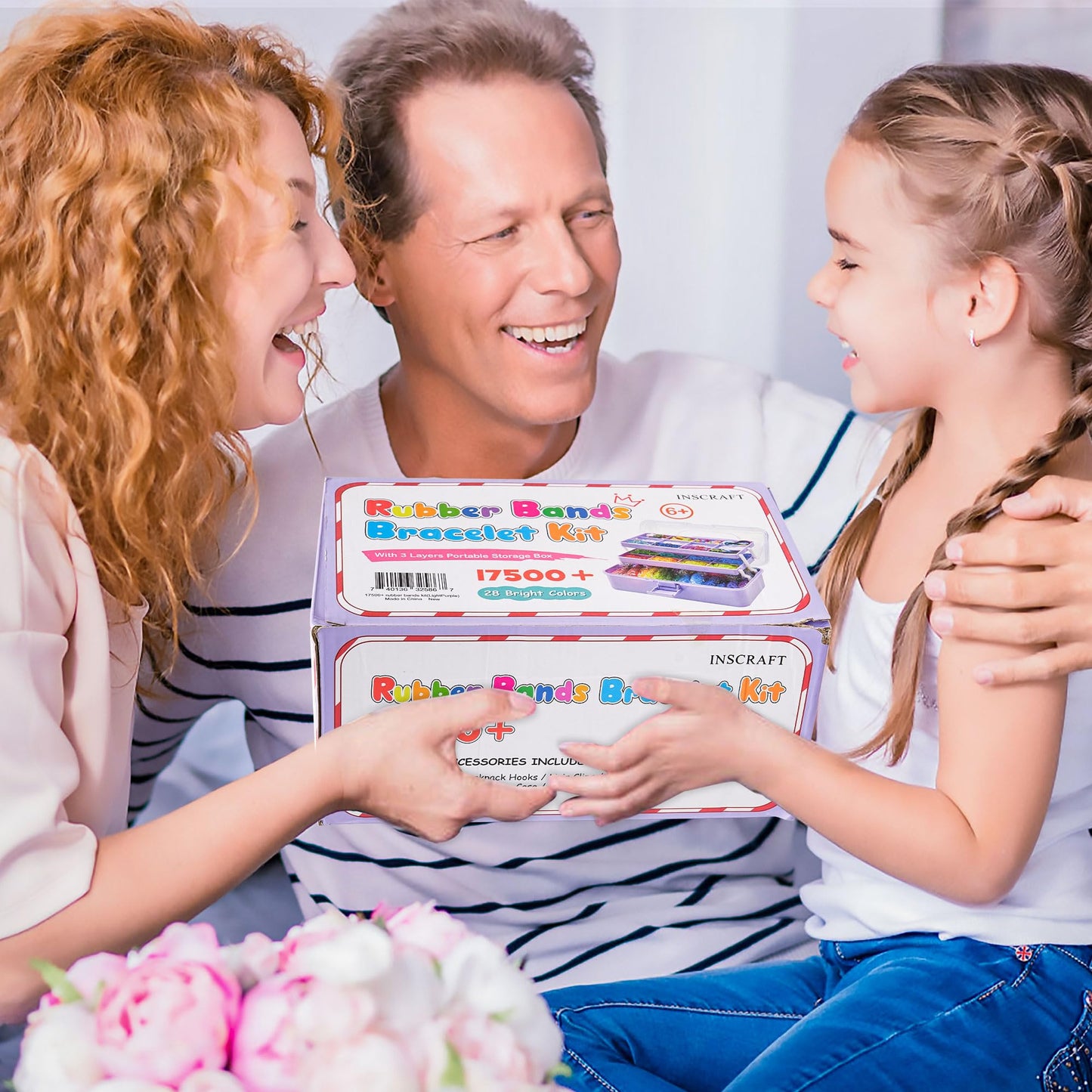 17500+ Rubber Loom Bands with 3 Layer Light Purple Container, 28 Colors, 600 S-Clips, 352 Beads, 40 Cartoon Pendant, Bracelet Making Refill Kit for Kids