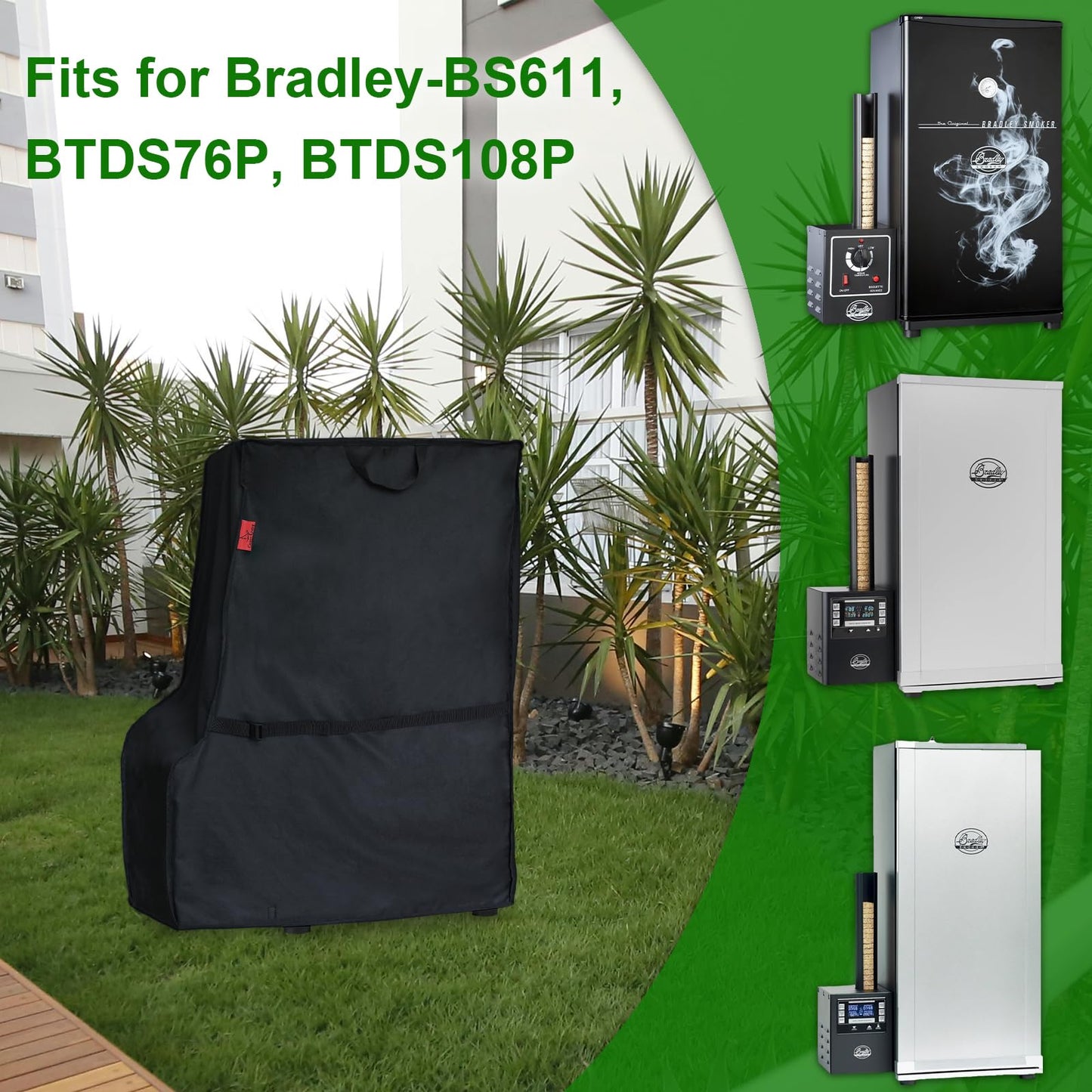 Smoker Cover Fits Bradley Smoker BS611 & BTDS76P 4-Rack Outdoor Natrual Draft Digital Vertical Smoker(Compared to Bradley 990025), Cover Geny Heavy Duty Waterproof Outdoor Cover (26"W x 20"D x 35"H)