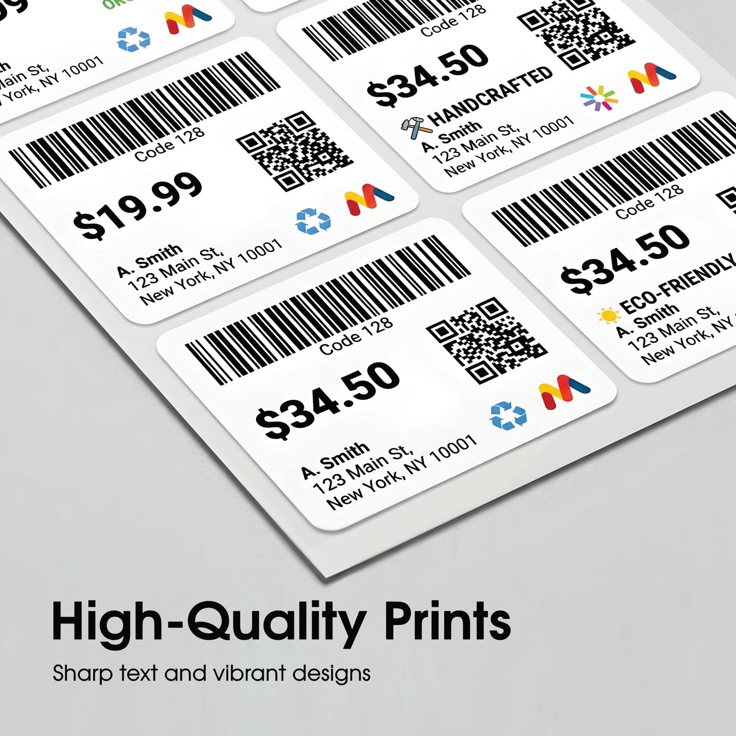 3 1/3" X 4" Matte White Shipping Labels Compatible with Inkjet and Laser Printers - 500 Sheets, 3000 Printable Stickers for Mailing, Product IDs, Organization - Spartan Industrial Template R015