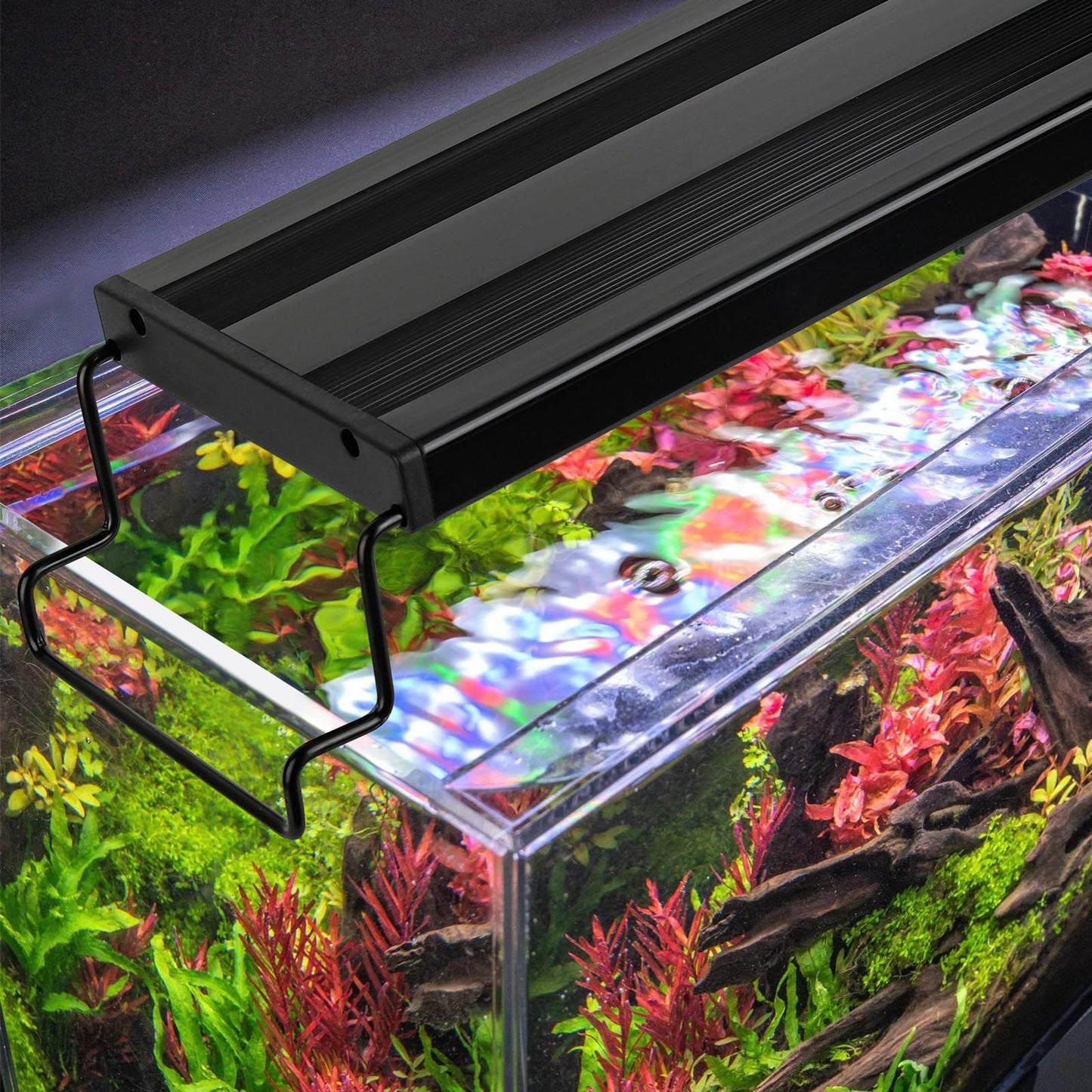 AQQA Aquarium Light,Full Spectrum Fish Tank Light for Plants,3 Mode+Timer+Adjustable Brightness,High Brightness LED Beads with Extendable Brackets for Freshwater (22W)