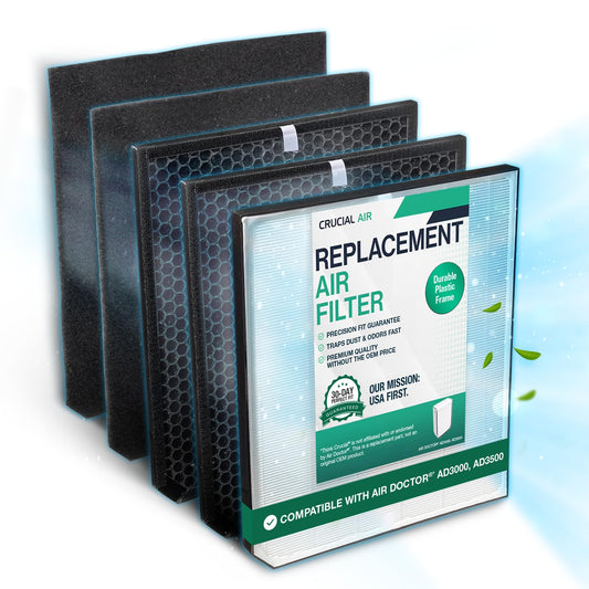 Air Purifier Filter Replacement – Compatible with Air Doctor AD3000 / AD3500 – Includes Efficient Air Filter Replacement for Home and Office - Third party-product (1 Filter and 2 Carbon Pre Filters)
